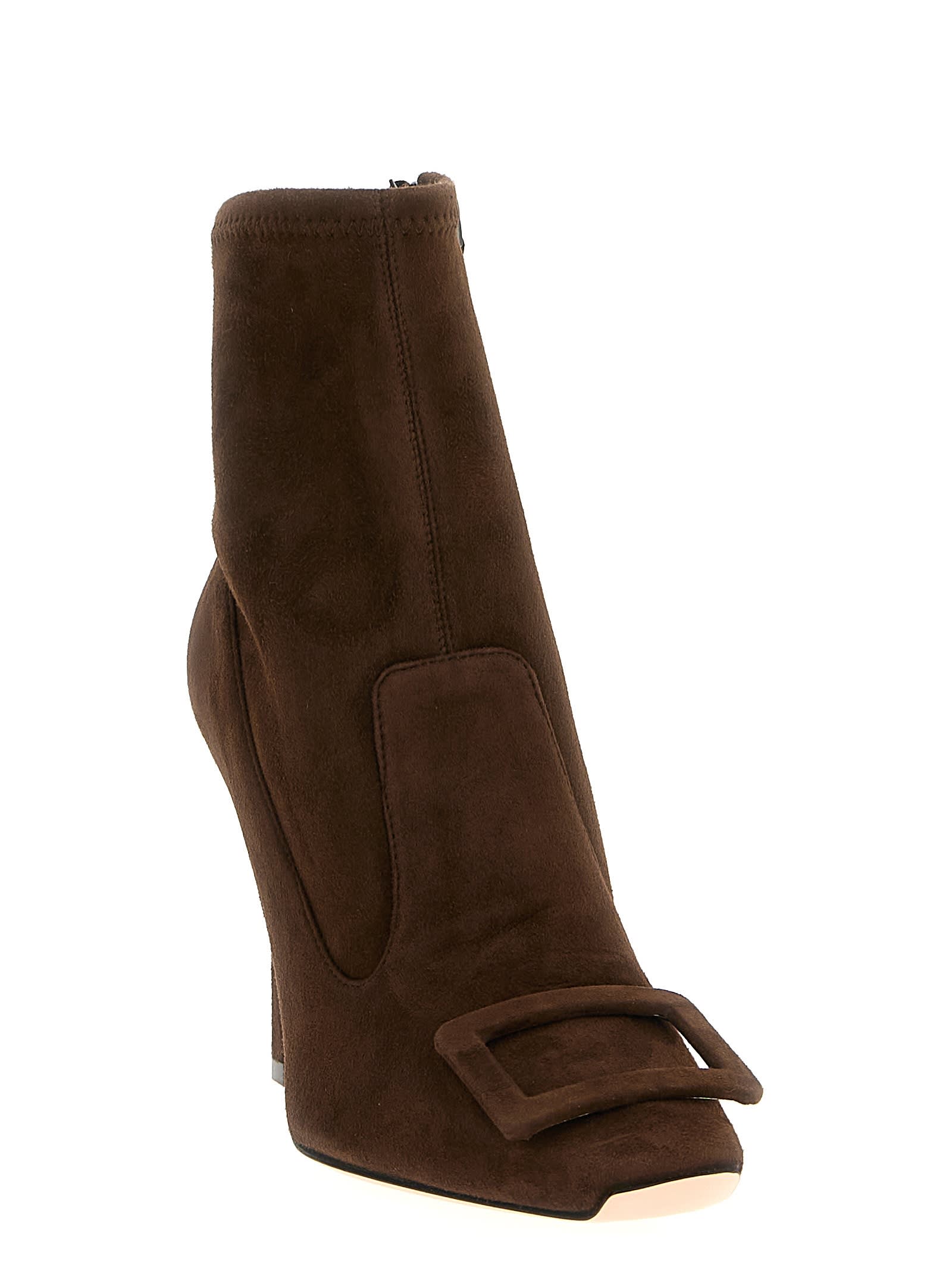 Roger Vivier Trompette Ankle Boots In Brown