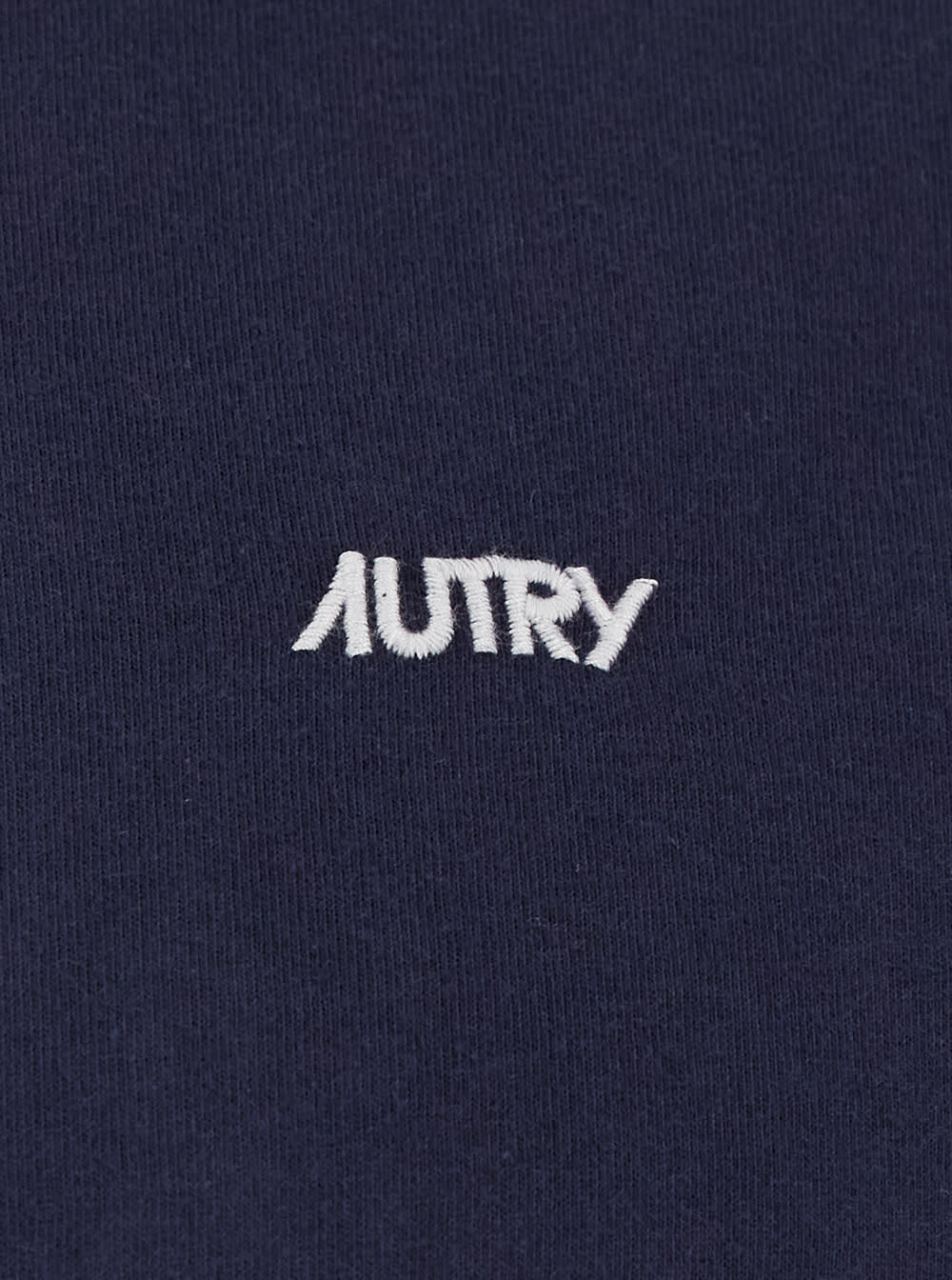 Shop Autry Blue Round Neck T-shirt With Logo Embroidered On The Front In Cotton Man