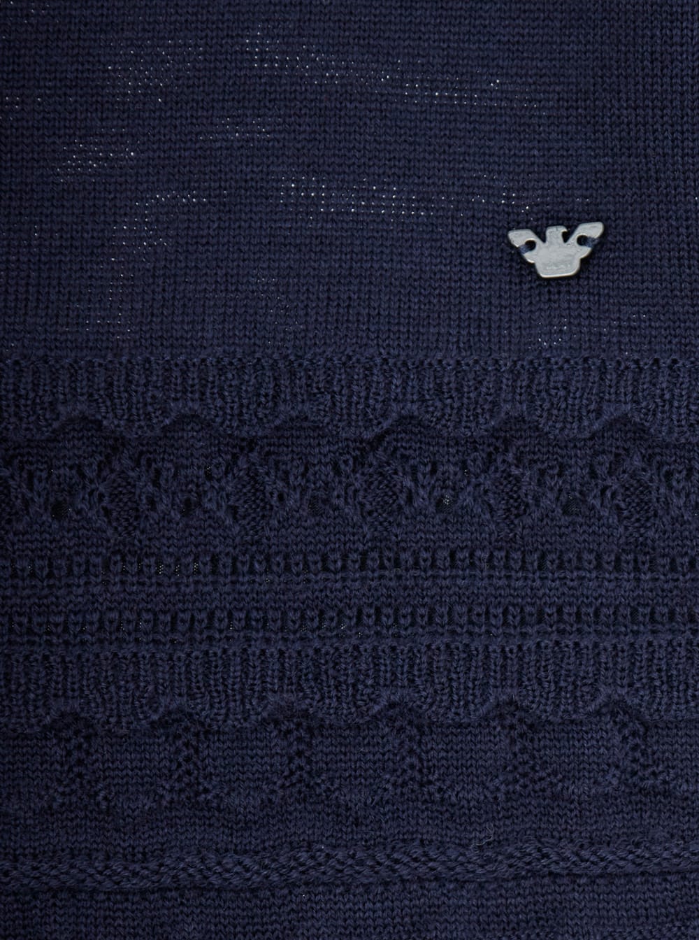 Emporio Armani Blue Dress With Round Neck And Logo Embroidery On The Front In Wool Blend Girl In Blue