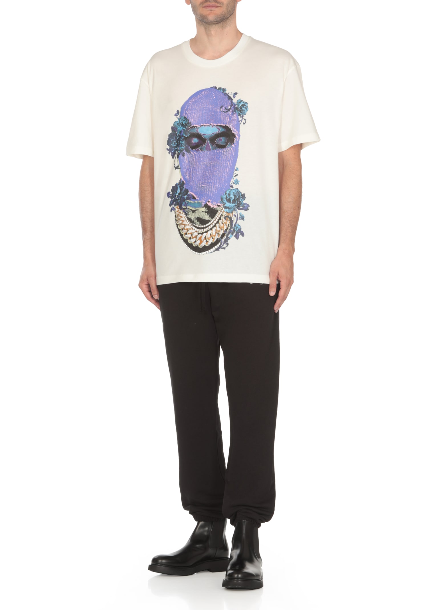 Shop Ih Nom Uh Nit Mask Black Roses T-shirt In White