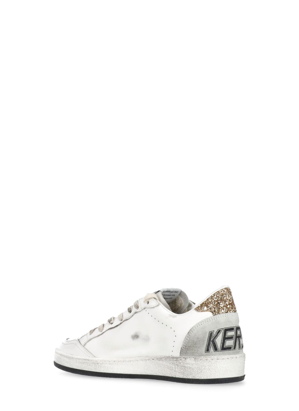 Golden Goose Ballstar Leather Upper And Toe Glitter Star And Heel Suede Spur Shoes In White