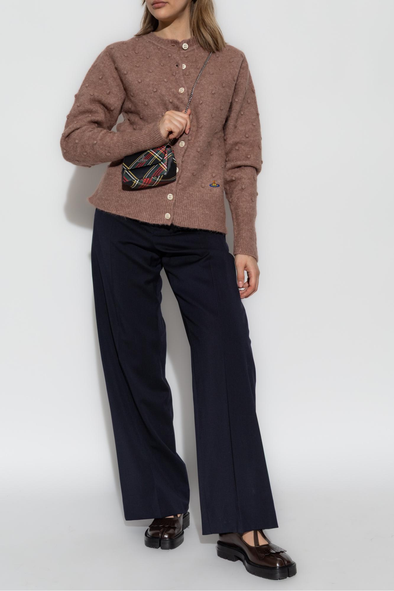 Vivienne Westwood Mens Blush Rubina Orb-embroidery Stretch-wool Blend Cardigan In Brown