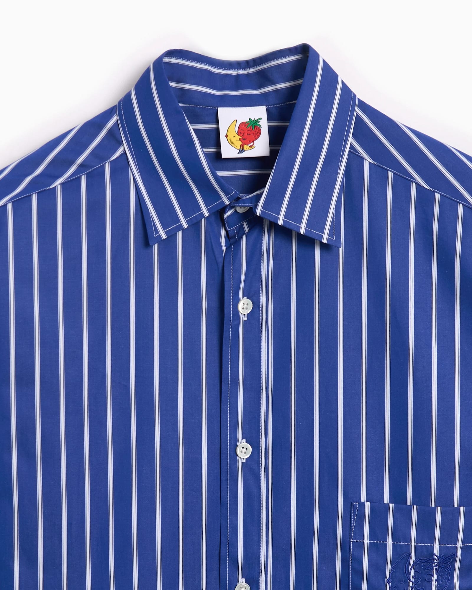 Sky High Farm Unisex Striped Button Down Shirt Woven In Blue Stripe