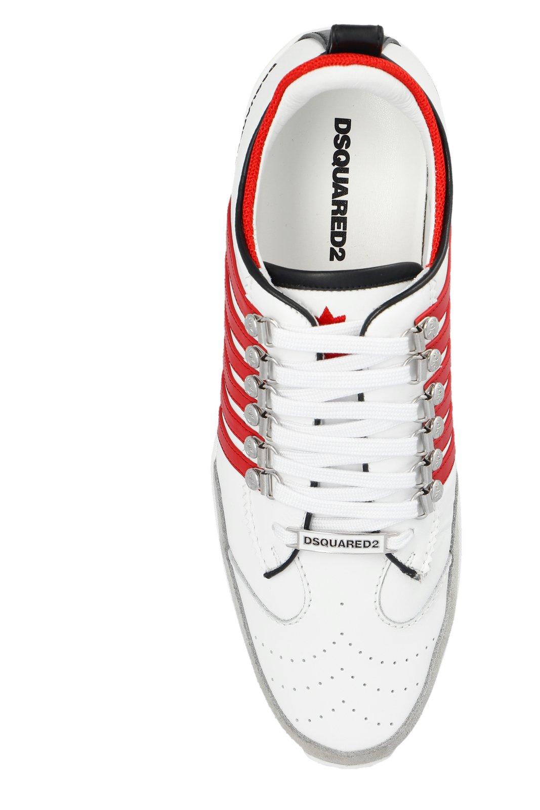 Shop Dsquared2 Legendary Striped Almond Toe Sneakers In Bianco