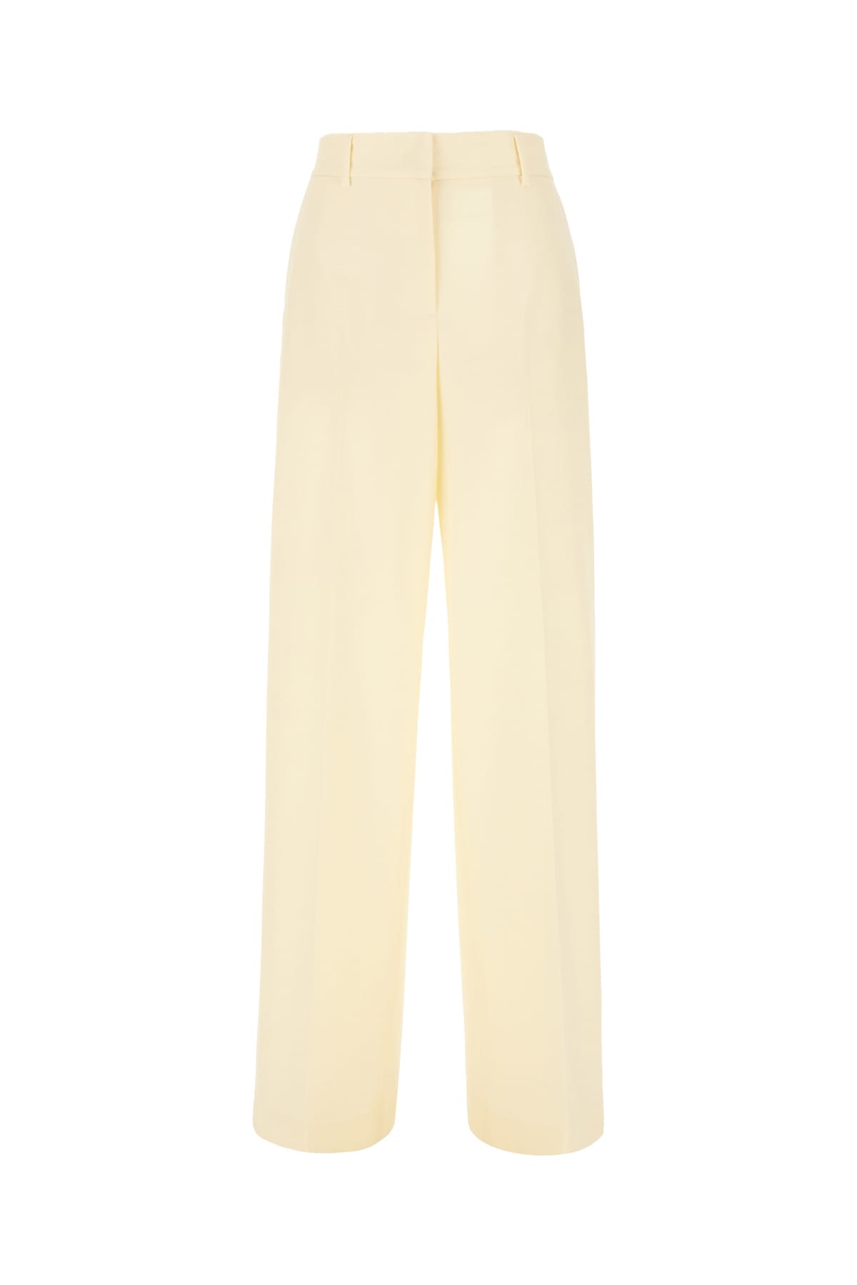 Msgm Cream Stretch Wool Pants In 02