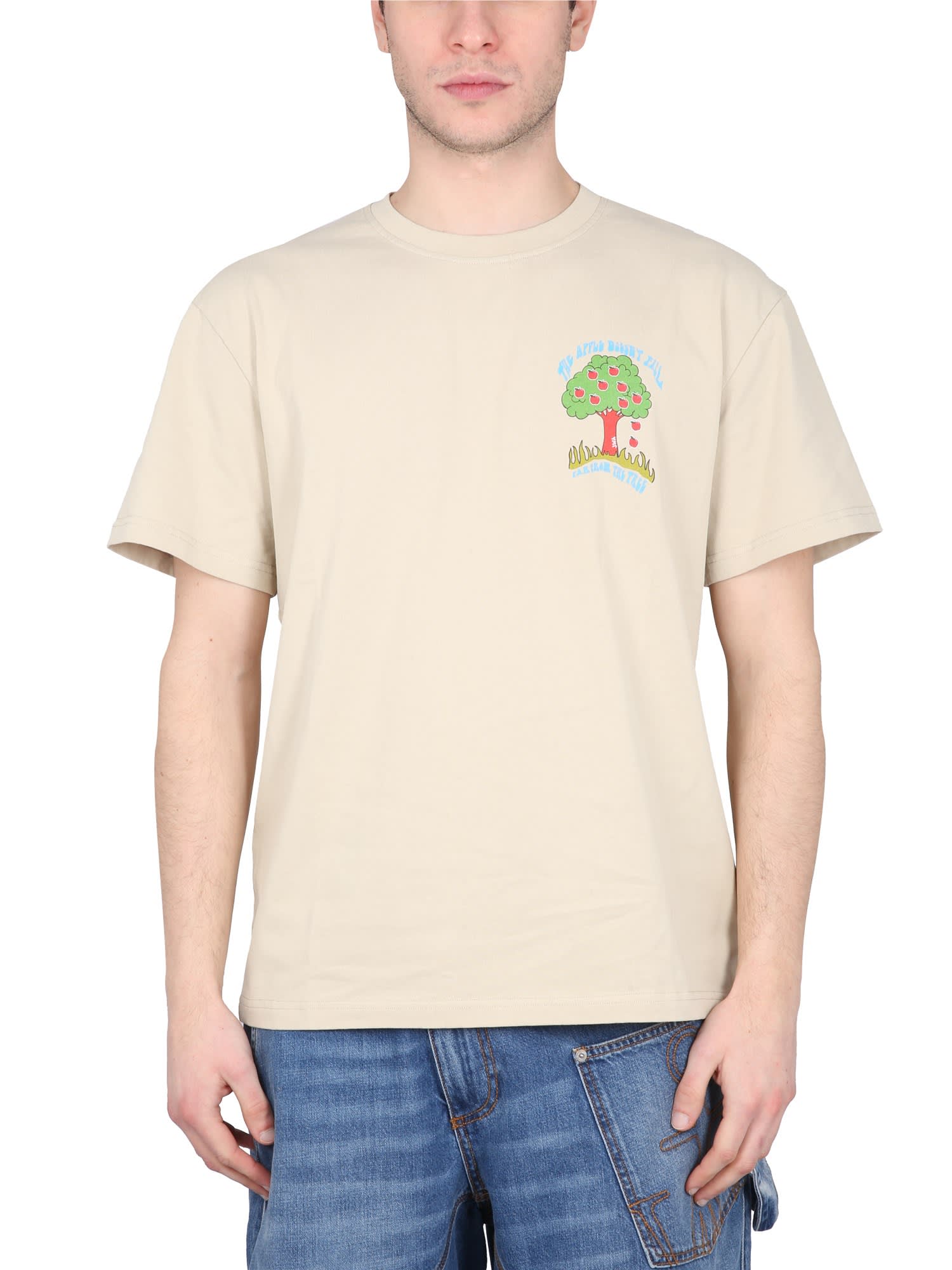 Jw Anderson Man T-shirt Ivory Size L Organic Cotton In Beige