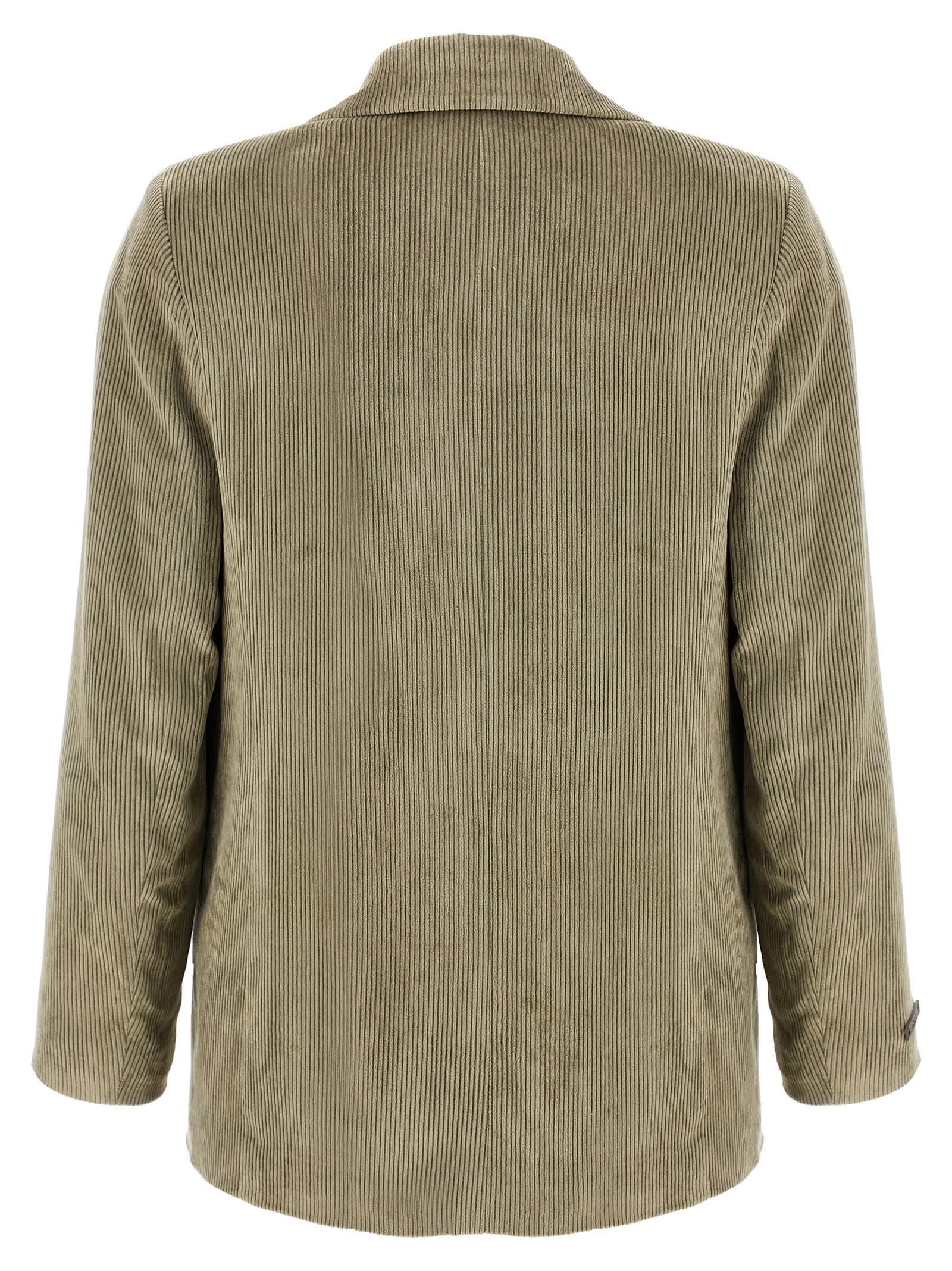 Peserico Ribbed Velvet Blazer With Flap Pockets In Green