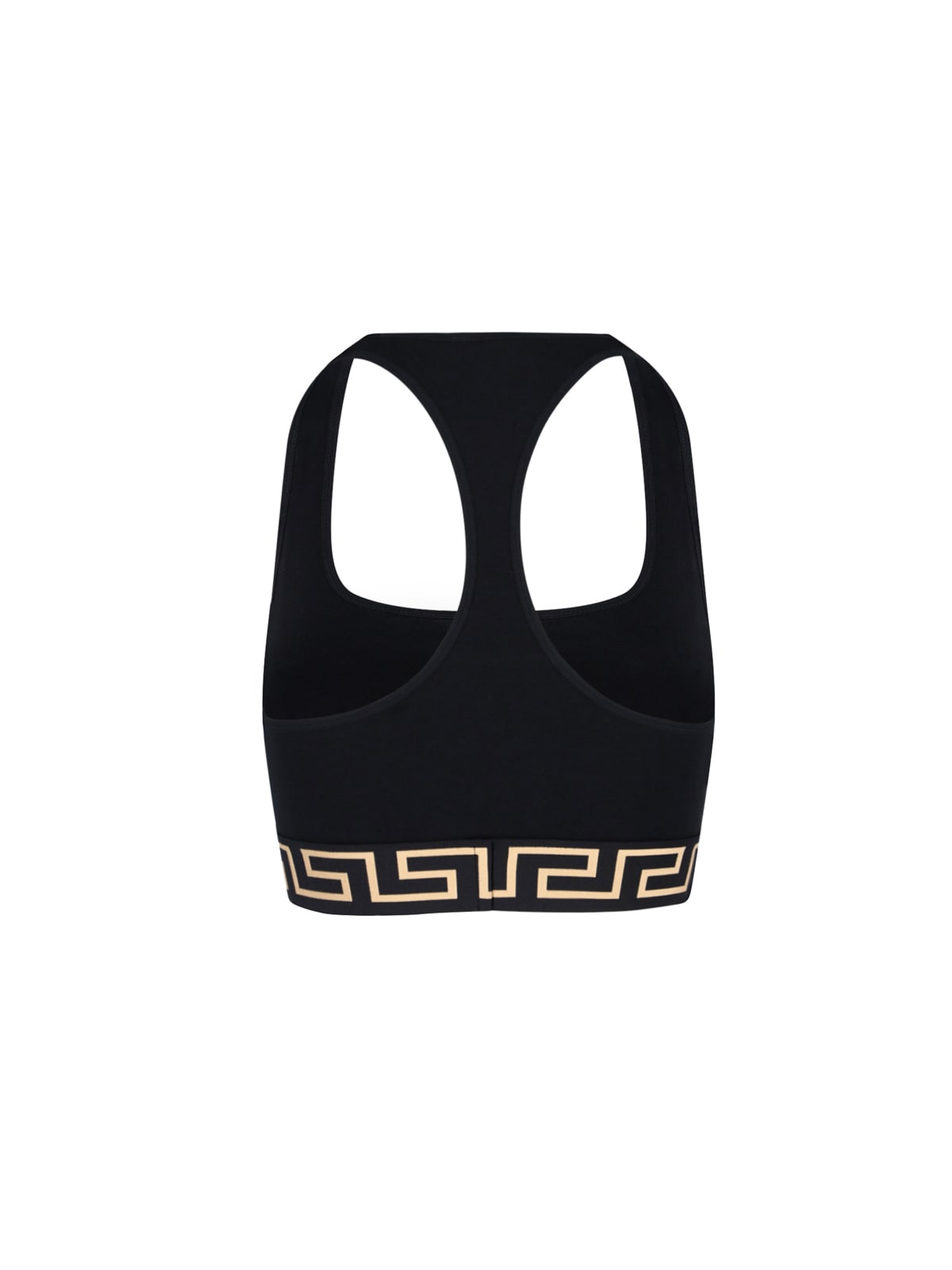 Shop Versace Greek-edged Sports Bralette In Black