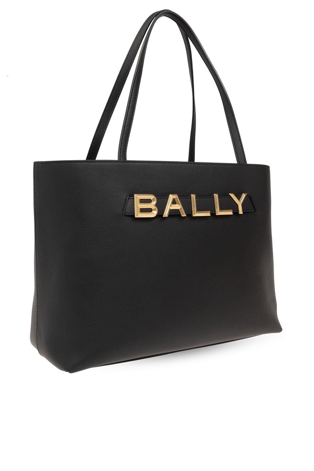 Shop Bally Logo-lettering Magnetic Fastened Tote Bag In Black