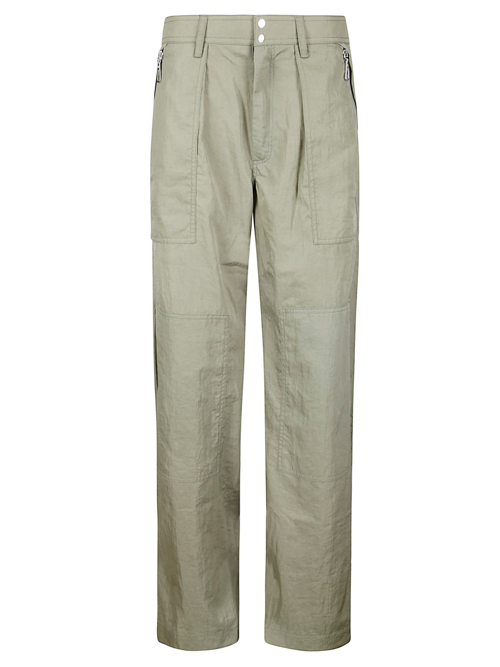 Rabanne Relaxed Wide-leg Cargo Pants With High Waist And Practical Pockets In Green