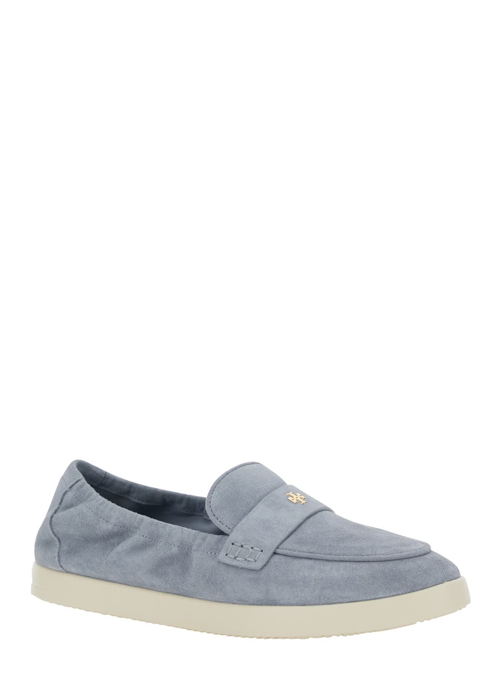 Tory Burch Light Blue Loafers With Logo Plaque On The Front And Slip-on Design In Suede Woman In Aria Blue