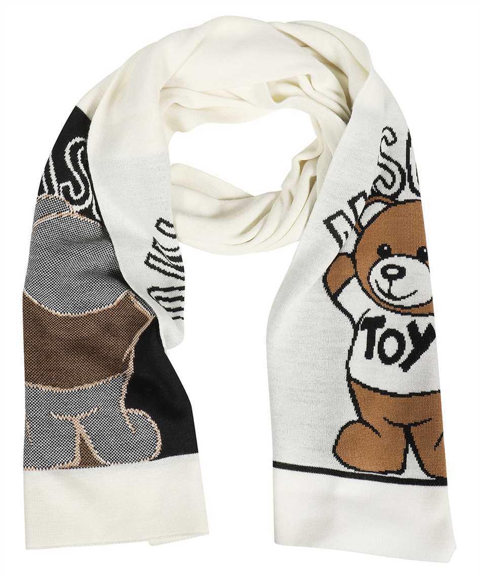 Moschino Logo Knitted Scarf In White