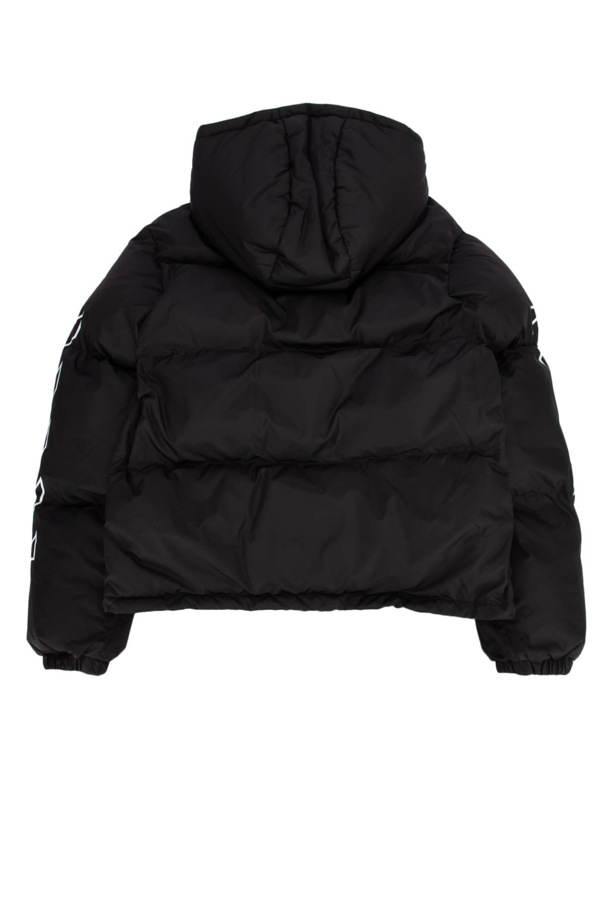 [FALLETT] Story Logo Short Puffer ★ Off-White Bookish Diag Short Puffer Black - White | italist