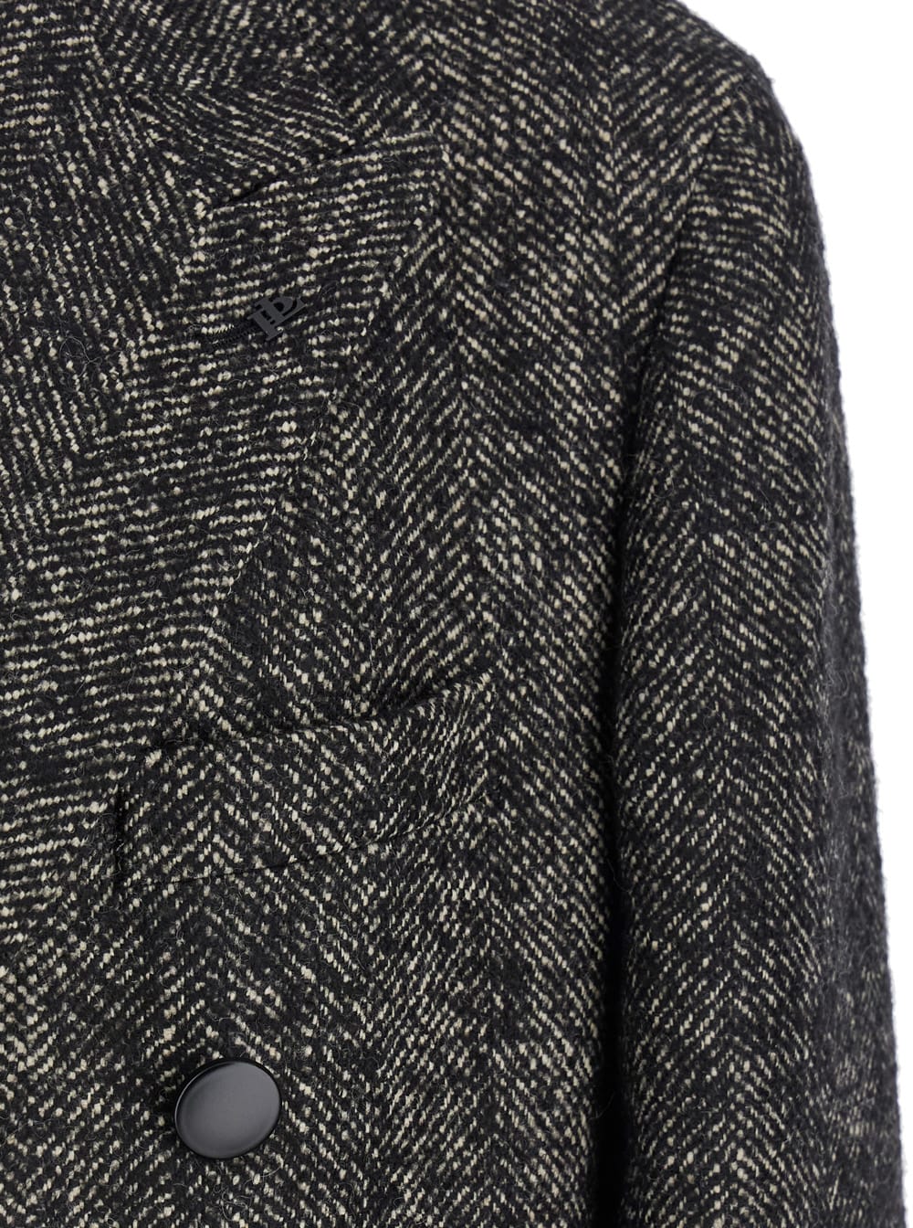 Shop Tagliatore Grey Double-breasted Coat With Peak Revers In Wool Blend Man In Black