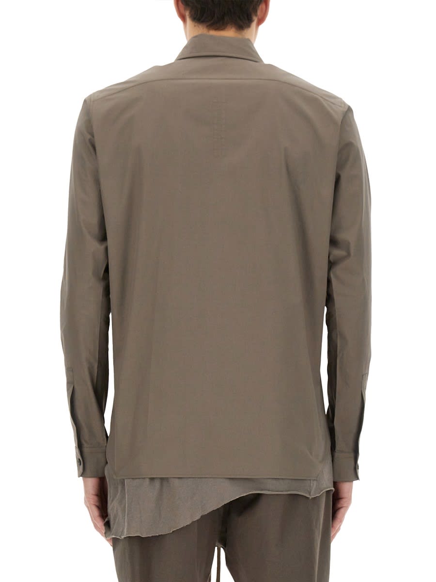 Rick Owens Structured Cotton Work Shirt With Button-down Front In Grey