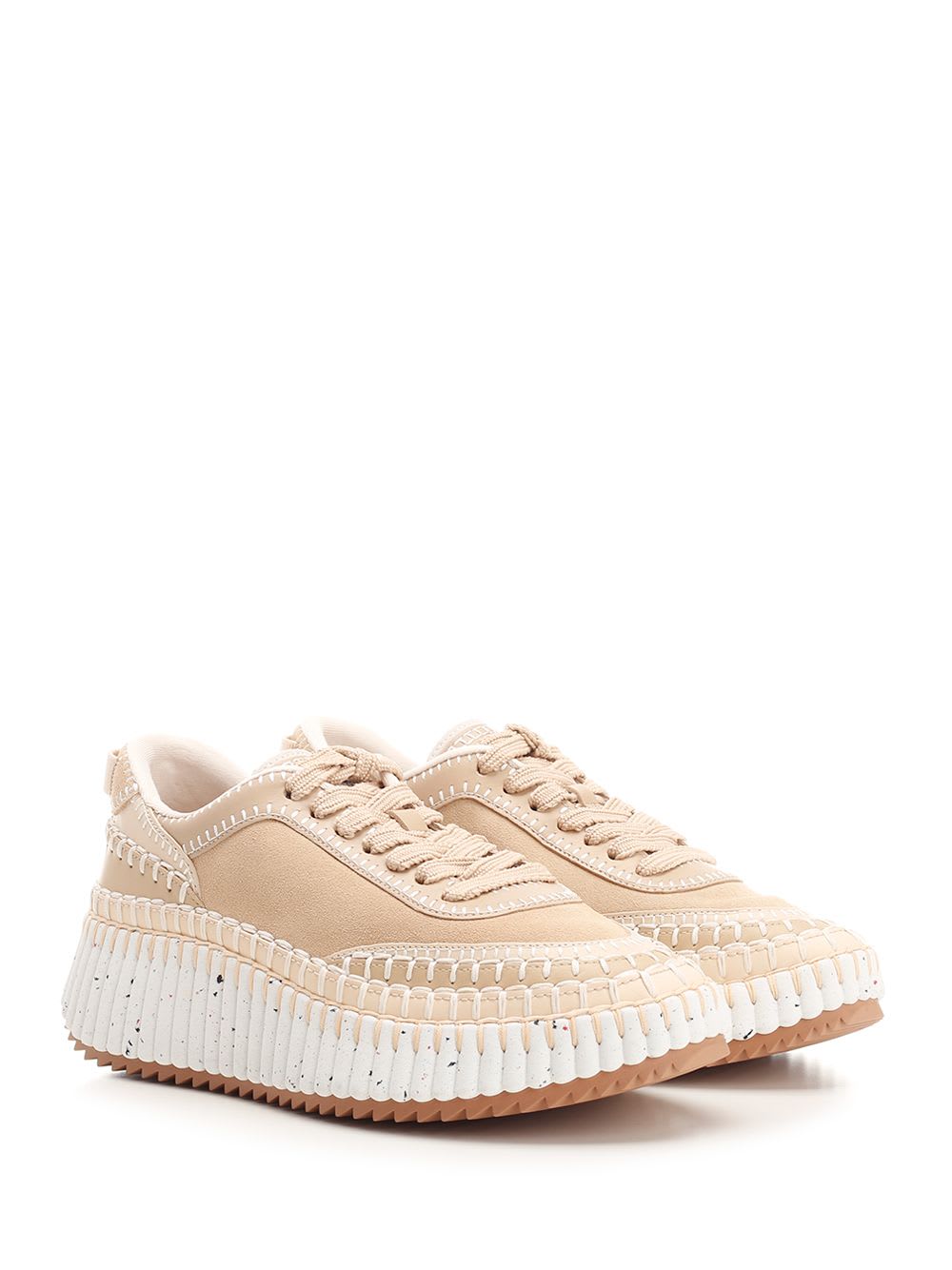 Shop Chloé Nama Sneakers In Beige