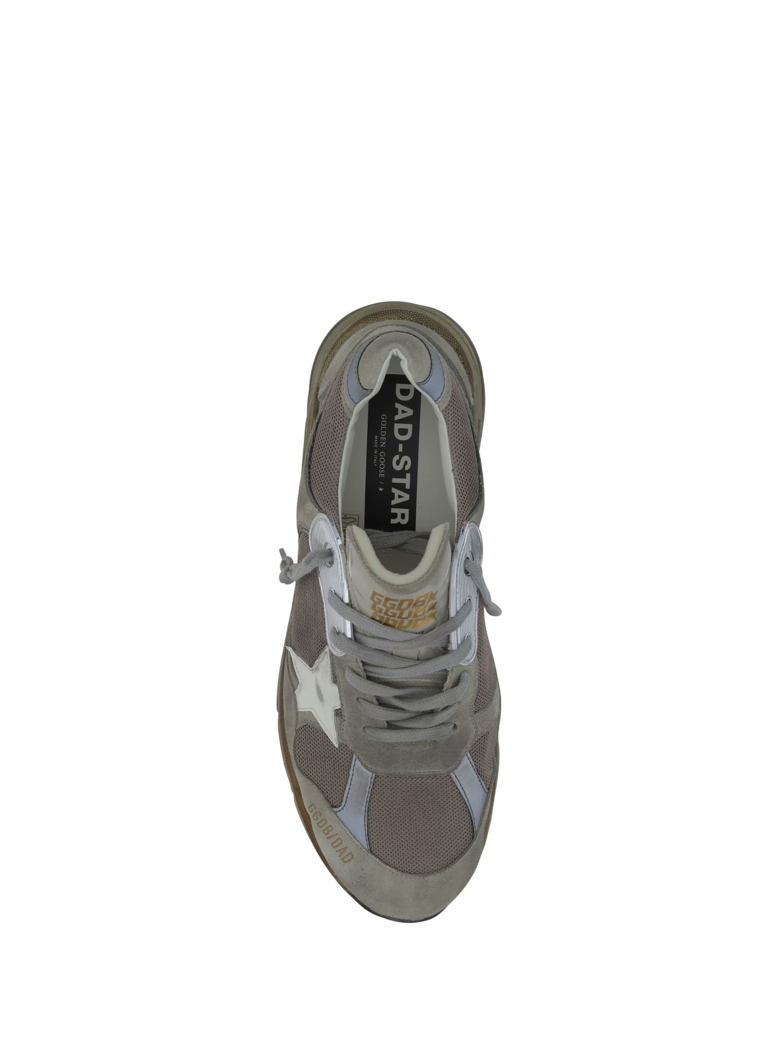 Shop Golden Goose Running Dad Sneakers In Taupe/silver/white