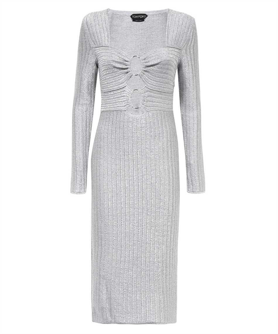 Shop Tom Ford Knit Midi-dress In Silver