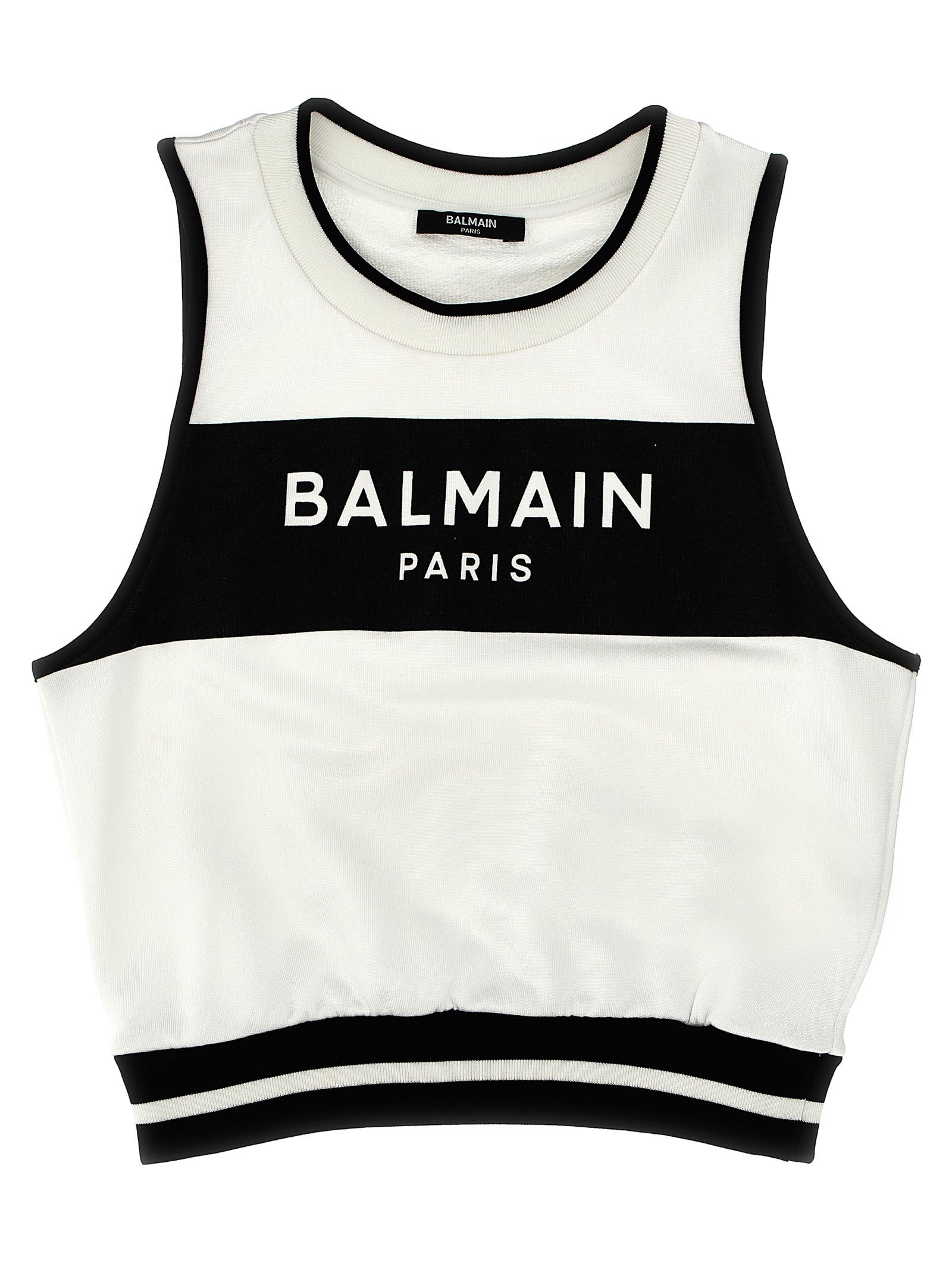 Shop Balmain Logo Tank Top In White