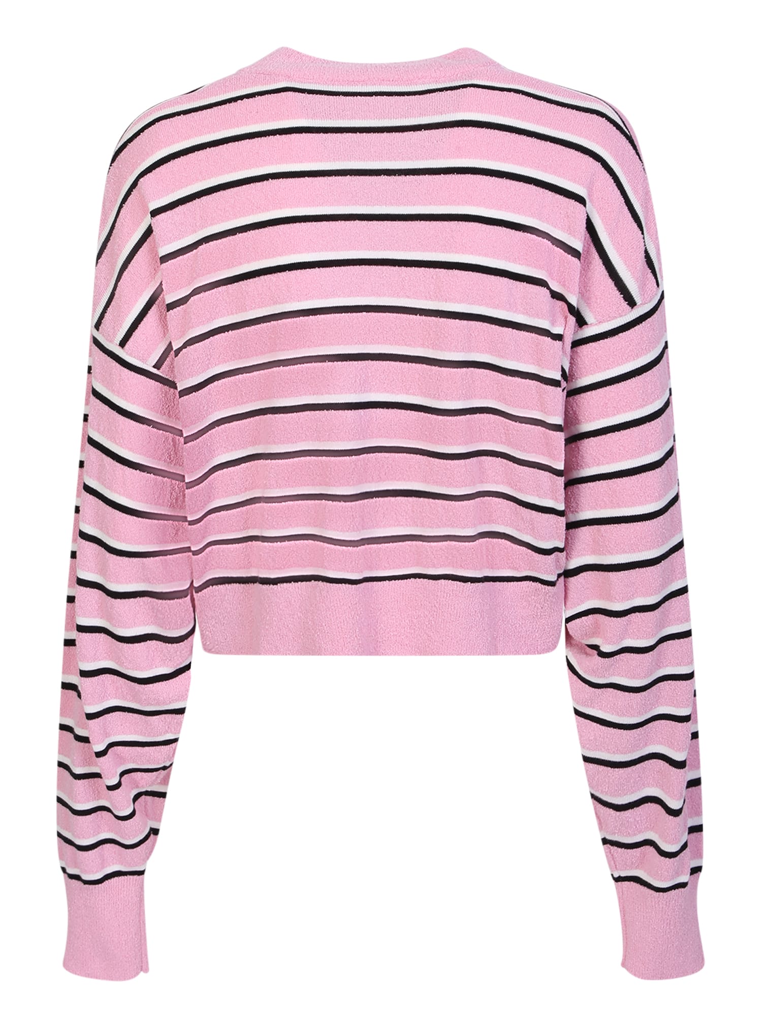 Palm Angels Cropped Sweater With Stripes In Rosa