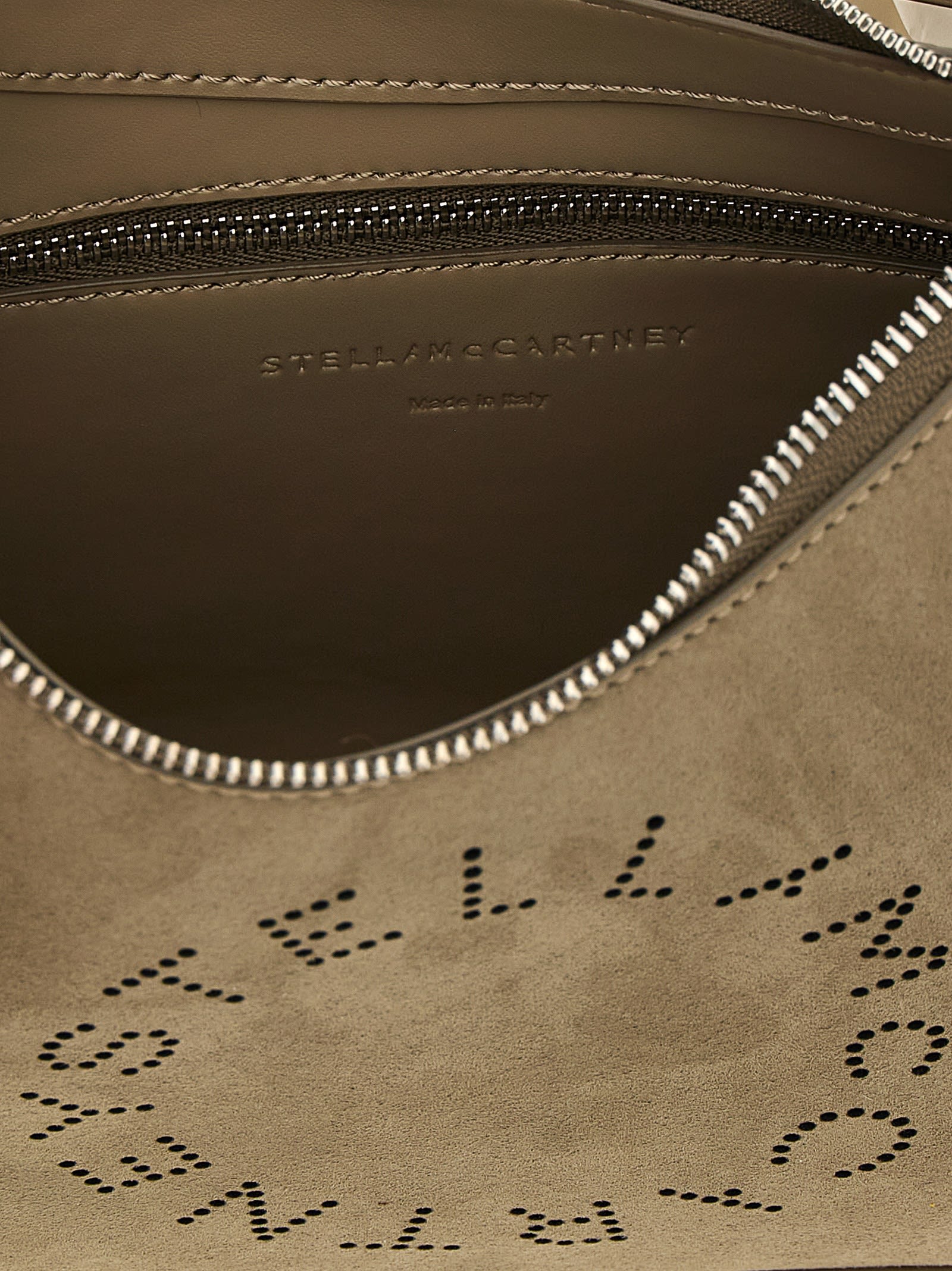 Stella Mccartney Small Shoulder Bag With Adjustable Strap And Suede Finish In Brown