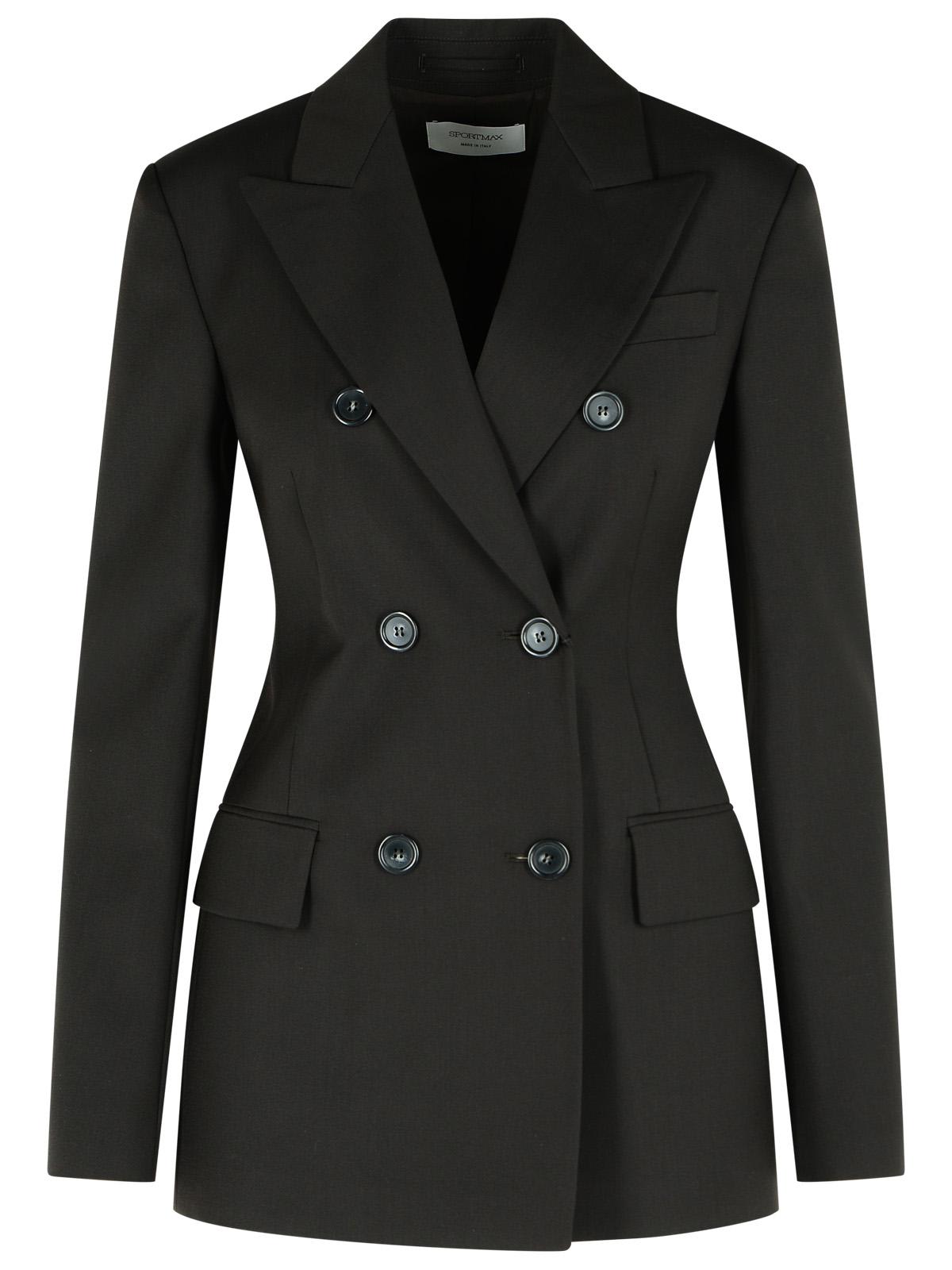 Sportmax Gelly Blazer In Black Stretch Wool In Brown