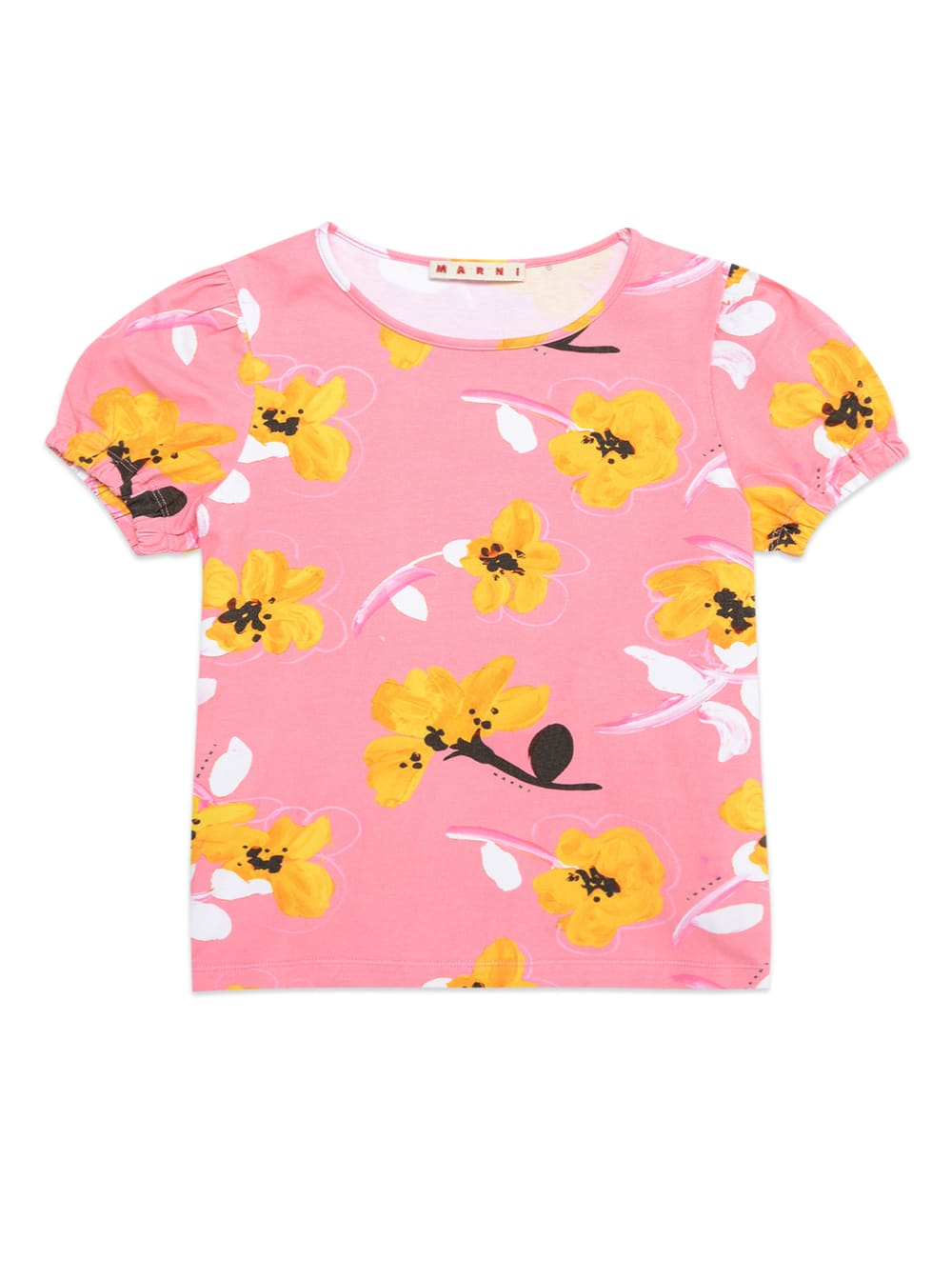 Marni Kids Girls Pink Cotton T-shirt With Floral Print