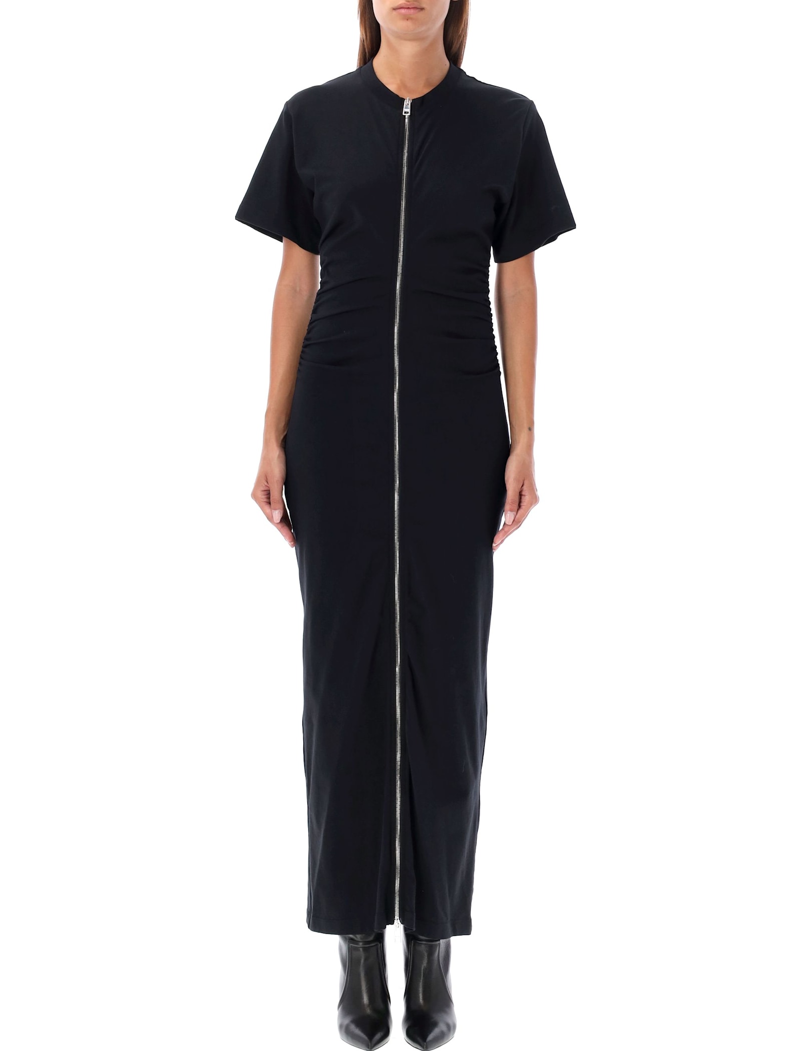 Shop Msgm Zipped Long Dress In Black