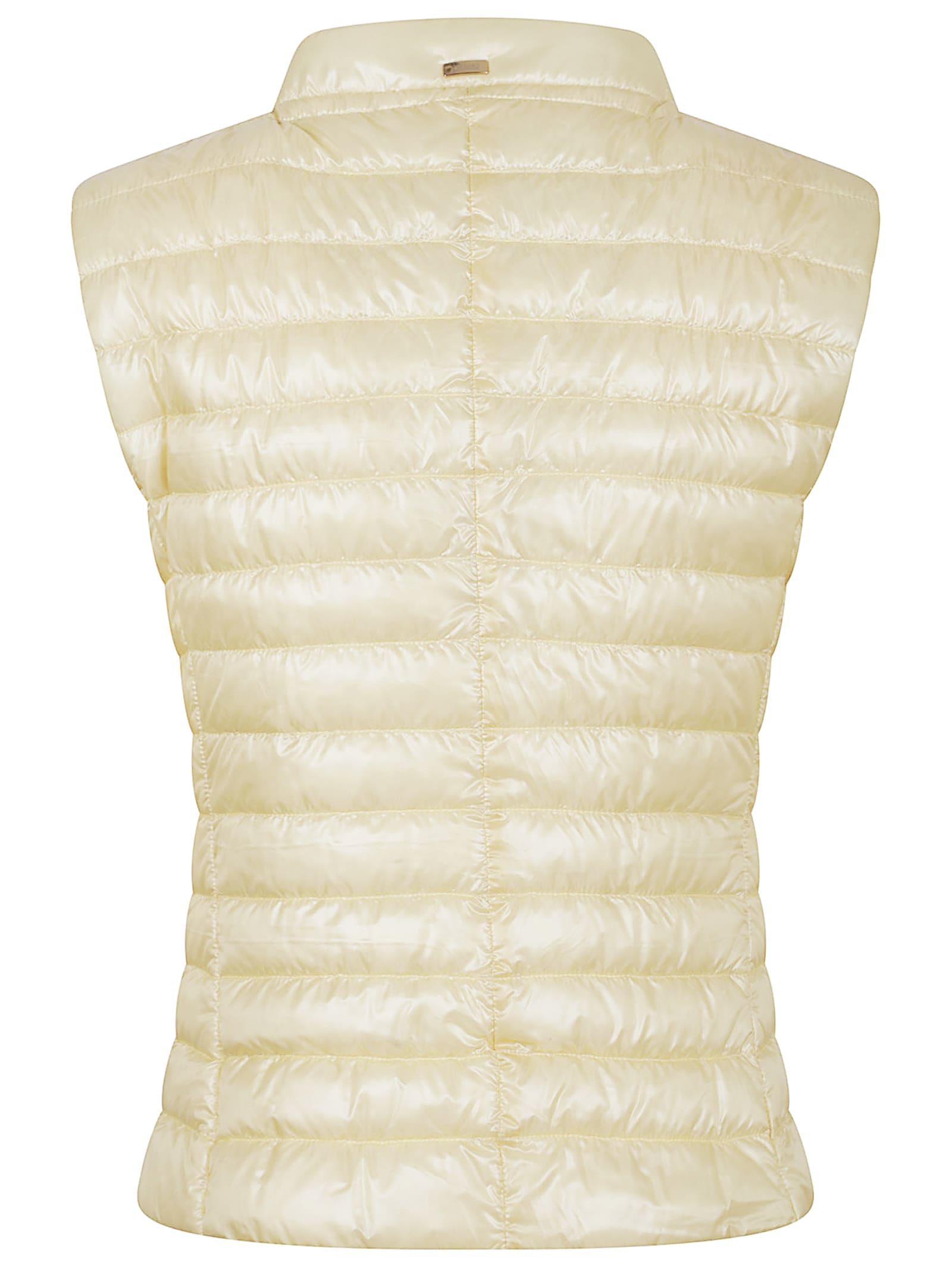 Herno Nylon Ultralight Padded Gilet With Bomber Collar In Giallo Avorio