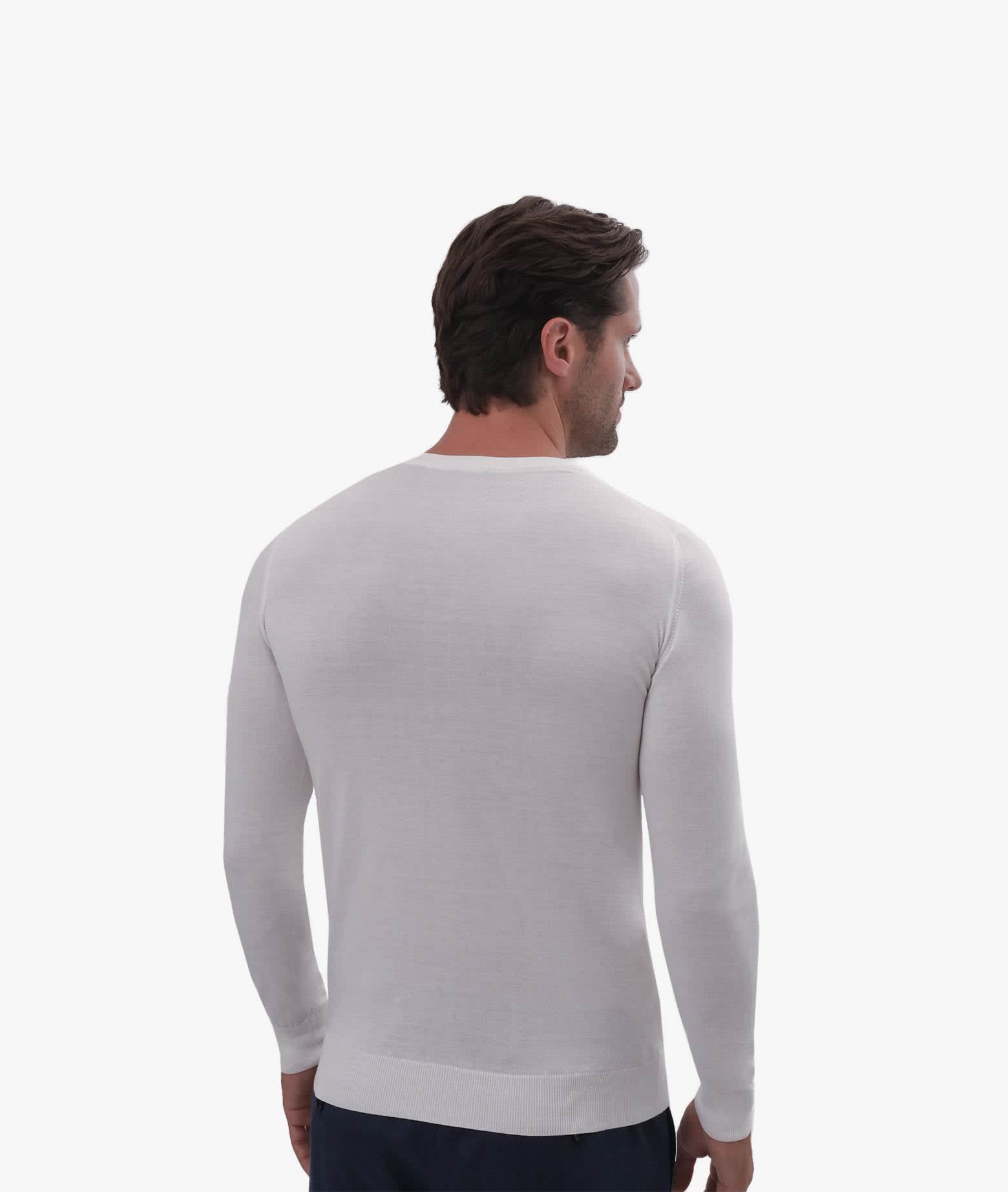 Shop Larusmiani Cap Martin Crew Neck Sweater In White