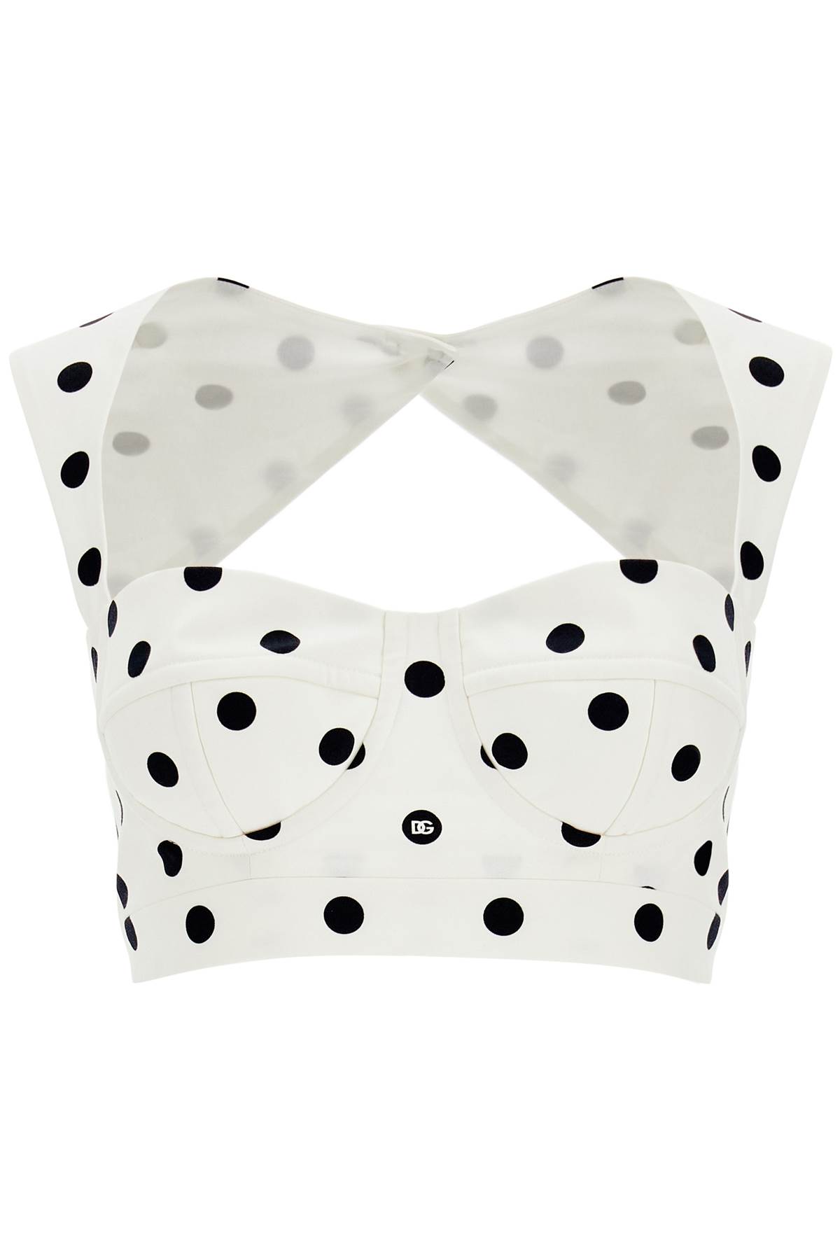 Shop Dolce & Gabbana Polka Dot Cotton Bustier Top With In Pois Med 1.5 F.bianc (white)