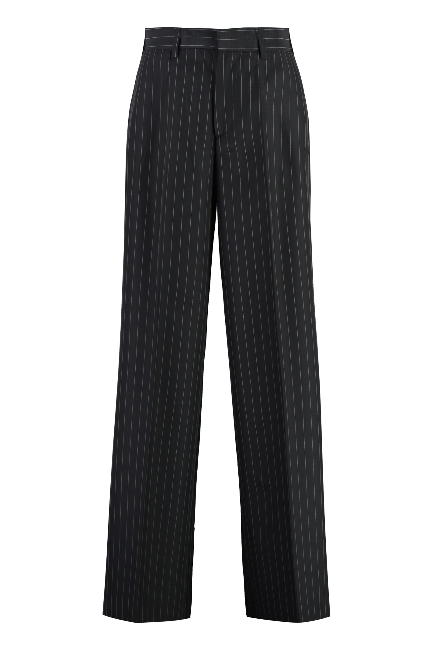 Shop P.a.r.o.s.h Wool Blend Trousers In Black