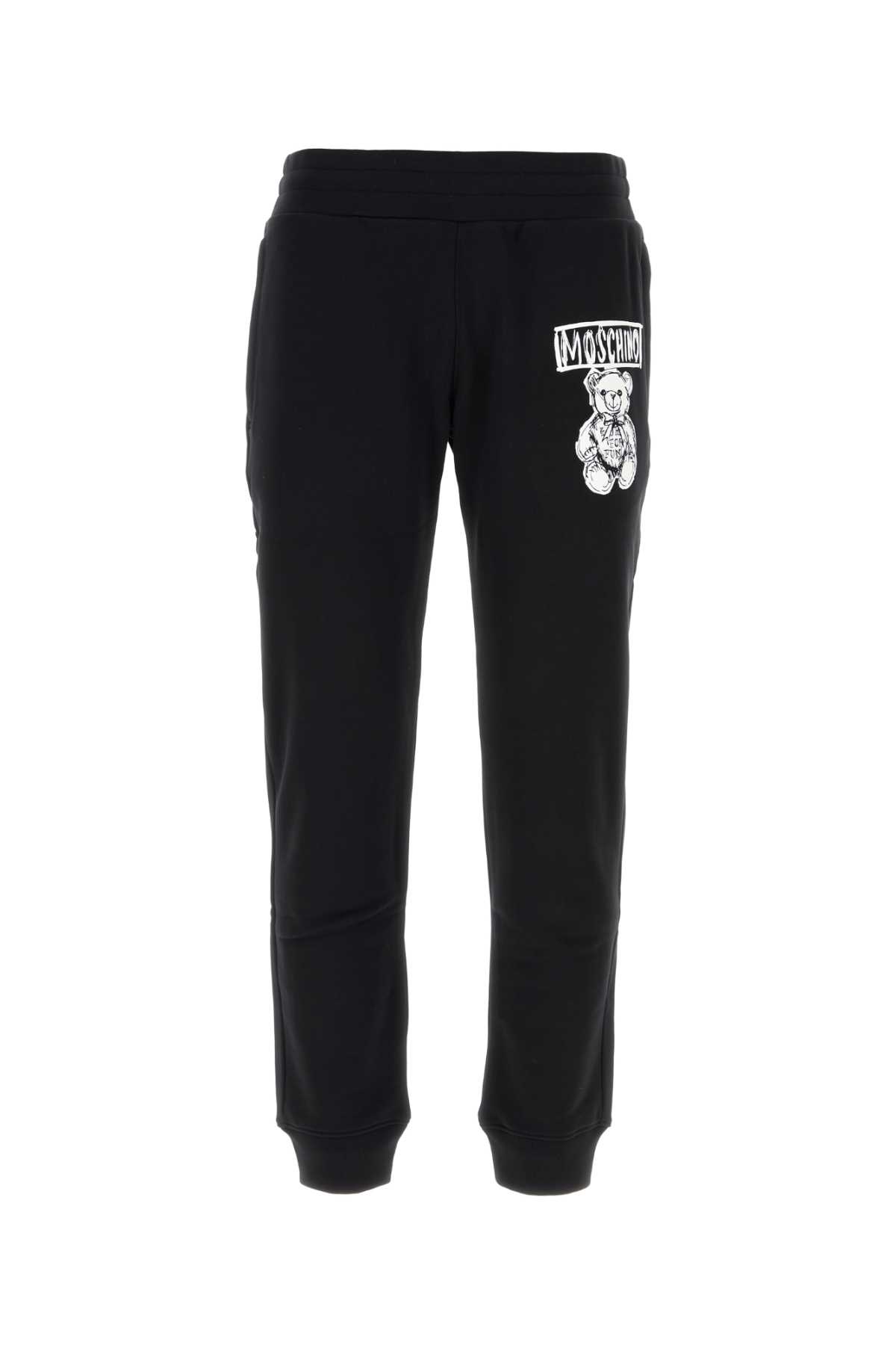 Shop Moschino Black Cotton Joggers In Fantasianero