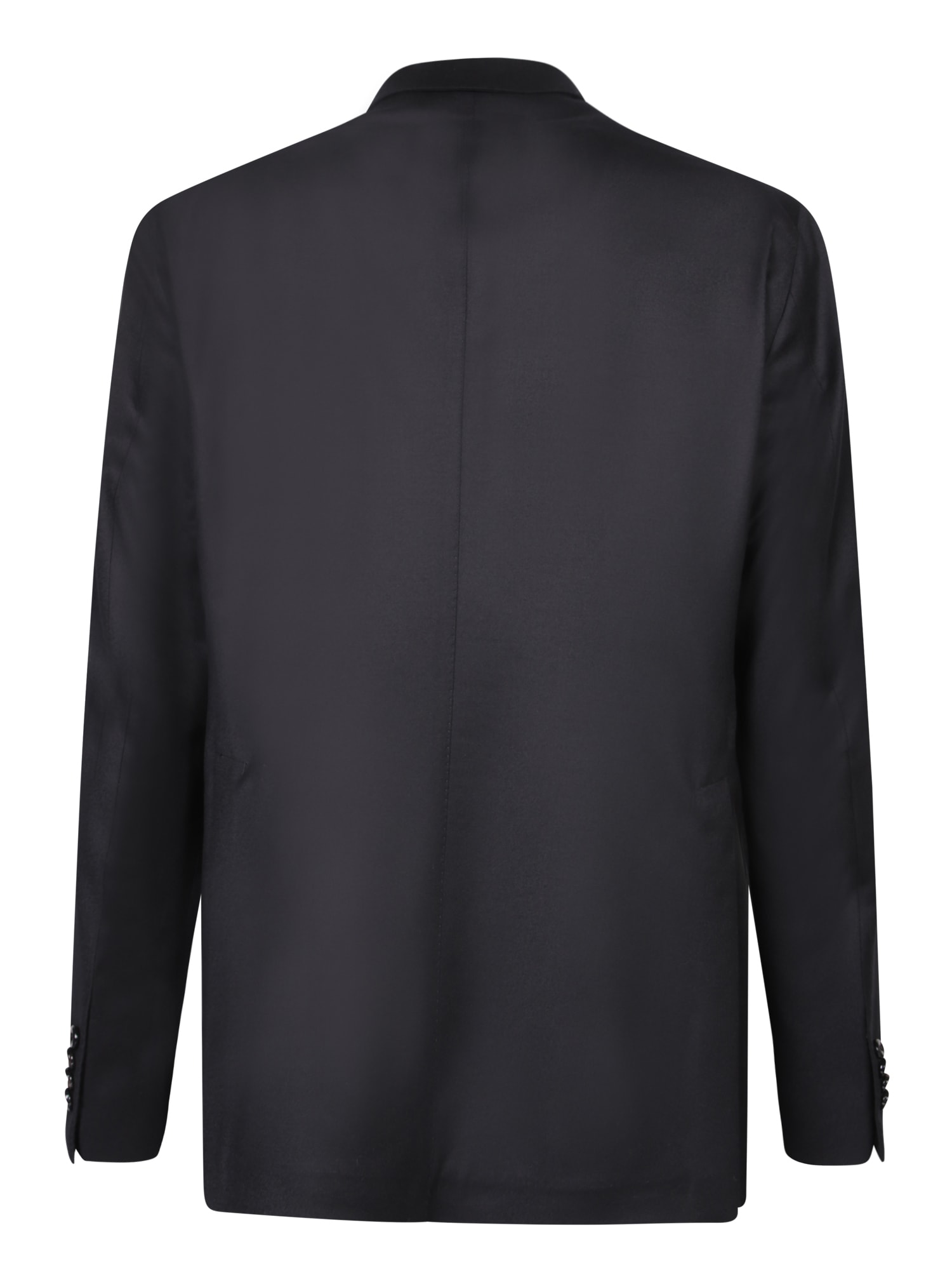 Shop Tagliatore Double Breasted Wool And Silk Black Jacket