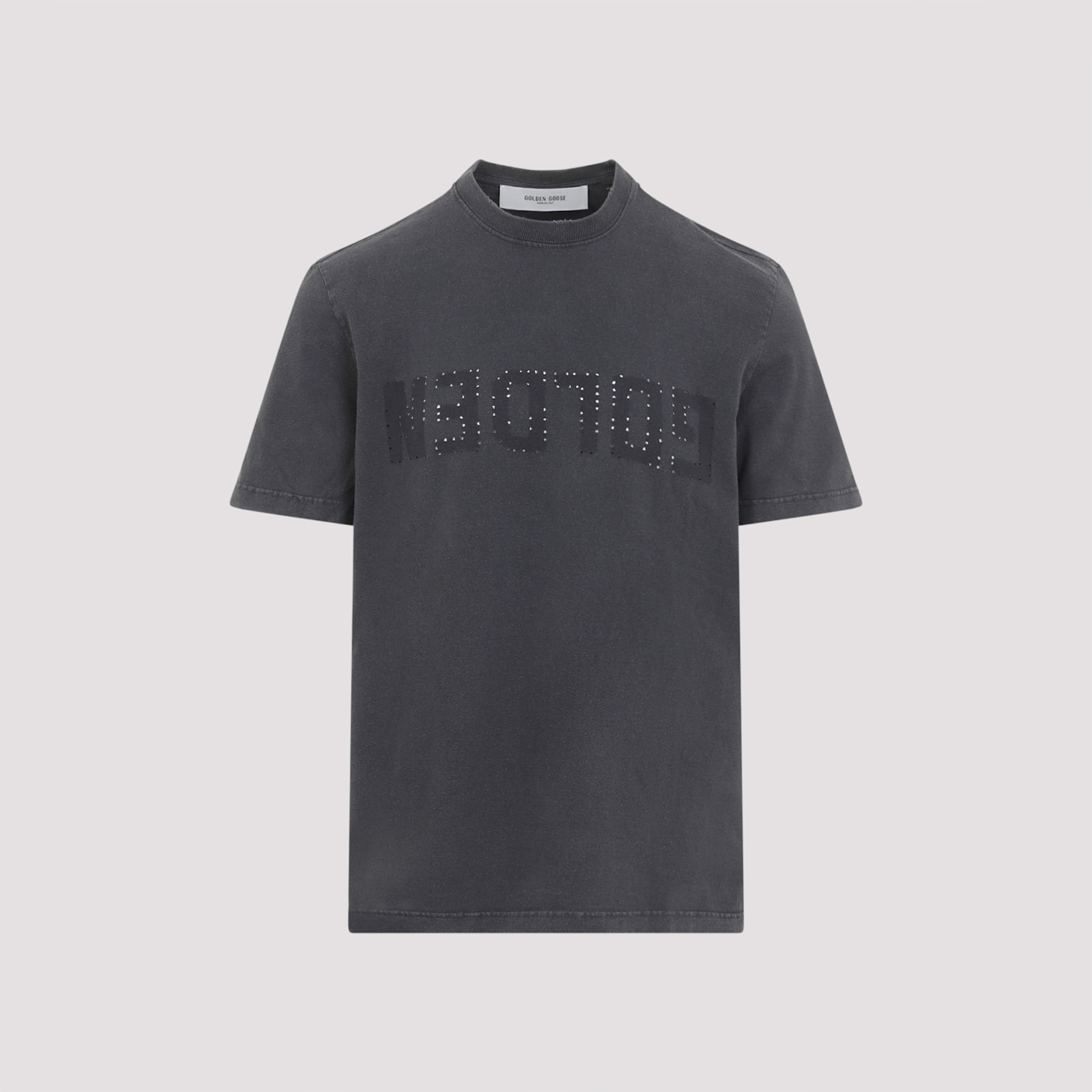 Golden Goose Grey Washed-out T-shirt With Logo Men In Gray
