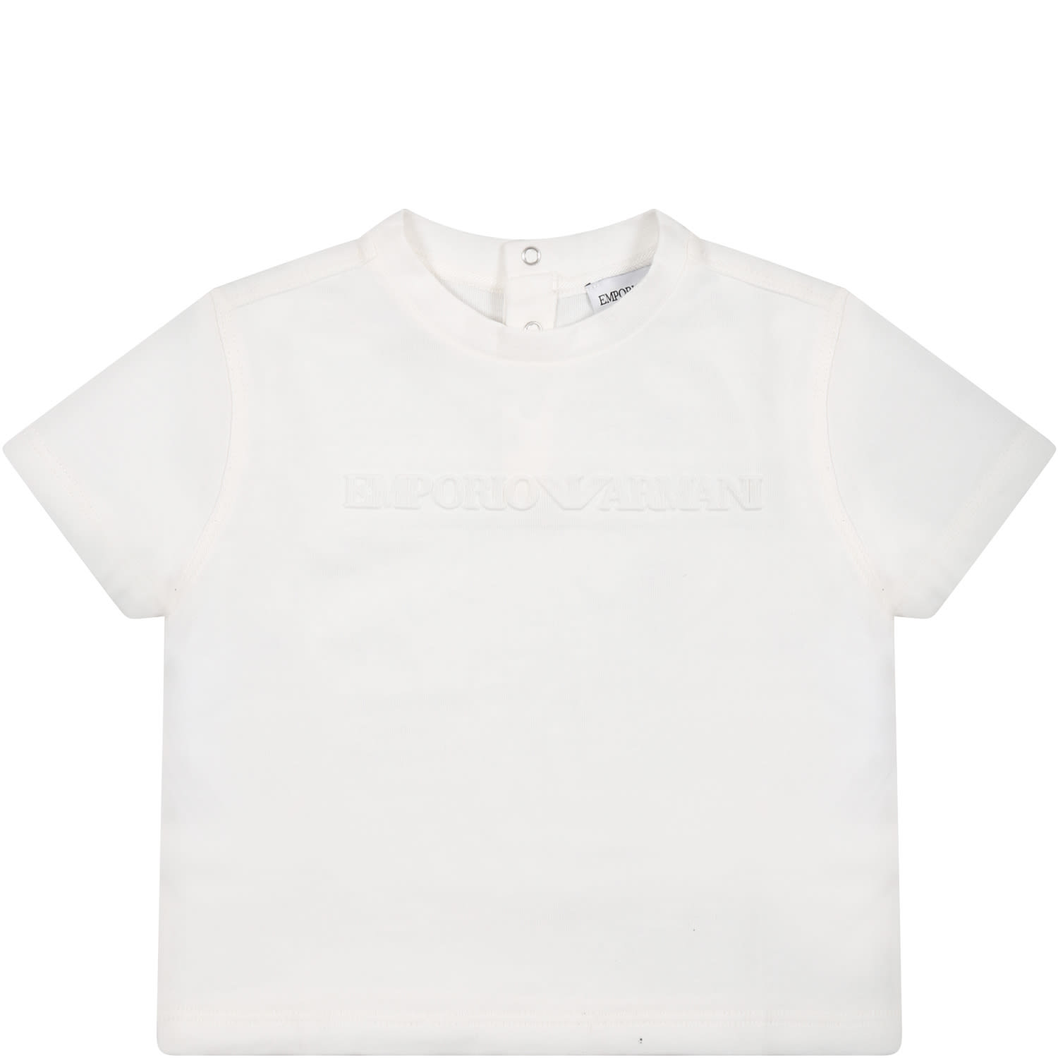 Armani Collezioni Babies' White T-shirt For Boaby Boy With Iconic Eaglet