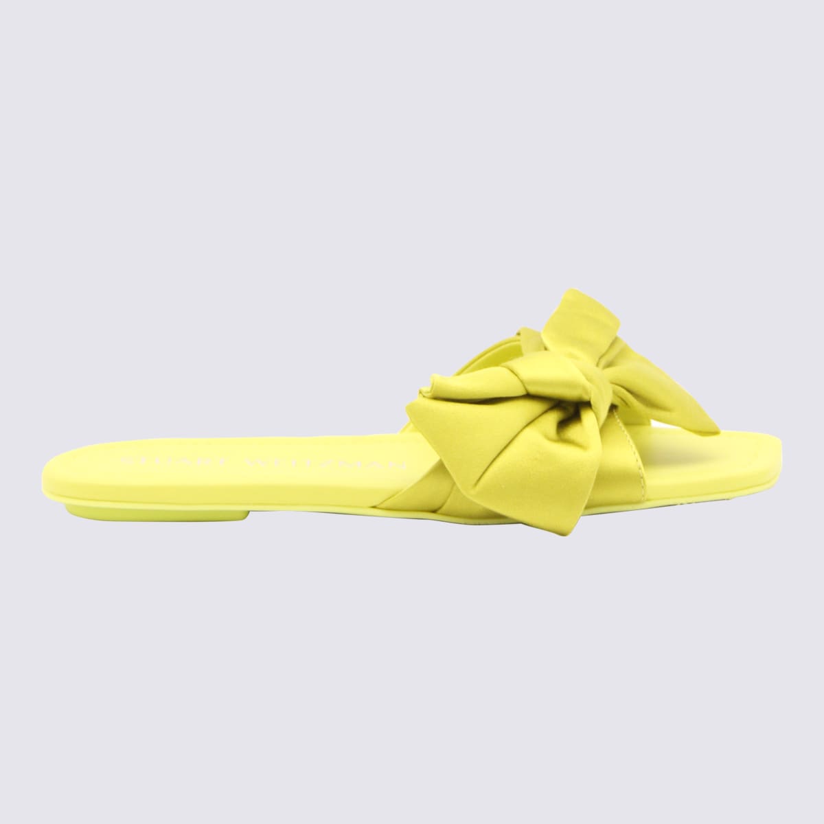 Shop Stuart Weitzman Yellow Leather Loveknot Flat Sandals In Ochre