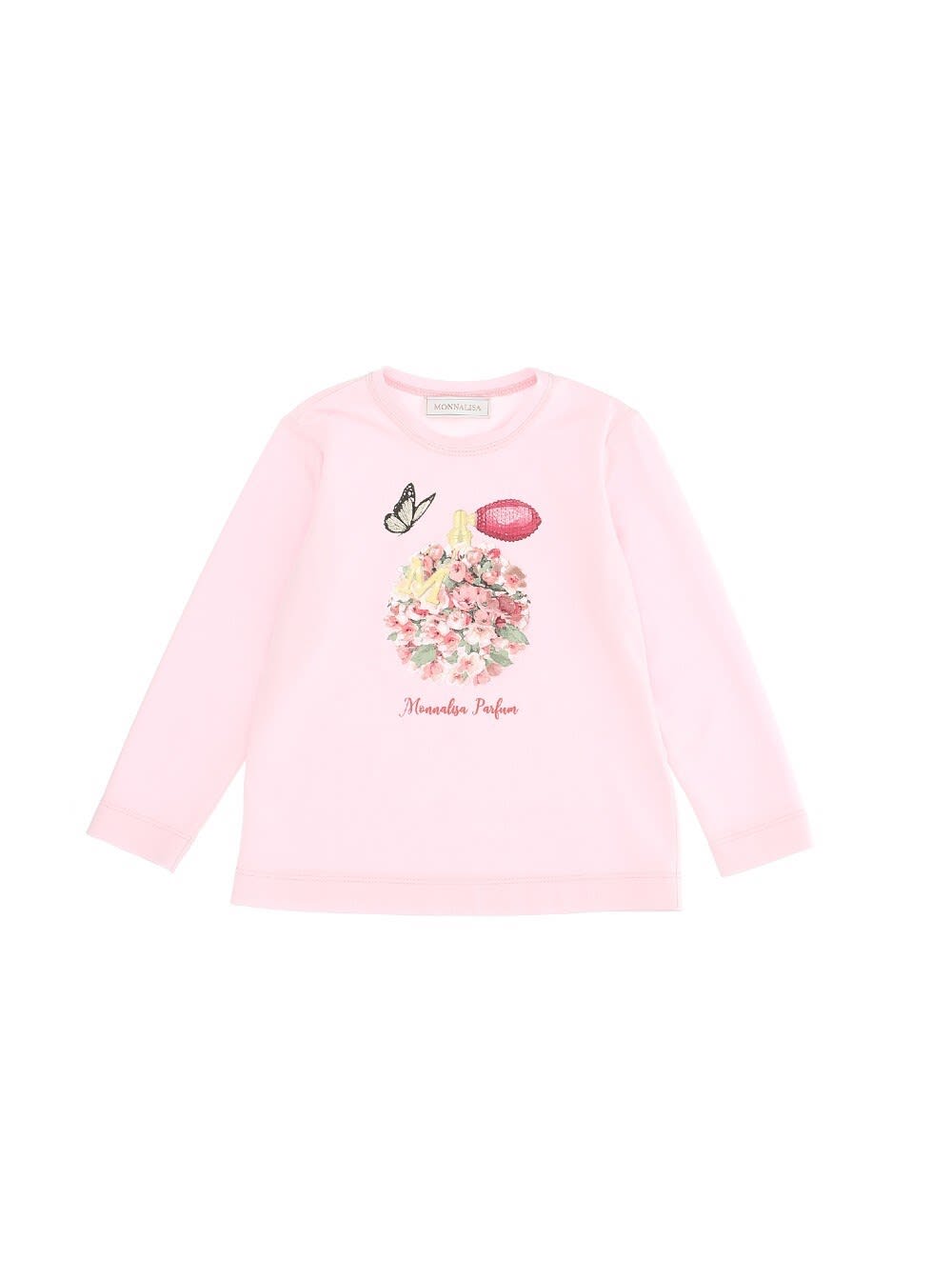 Monnalisa Long-sleeved T-shirt In Pink Jersey With Print