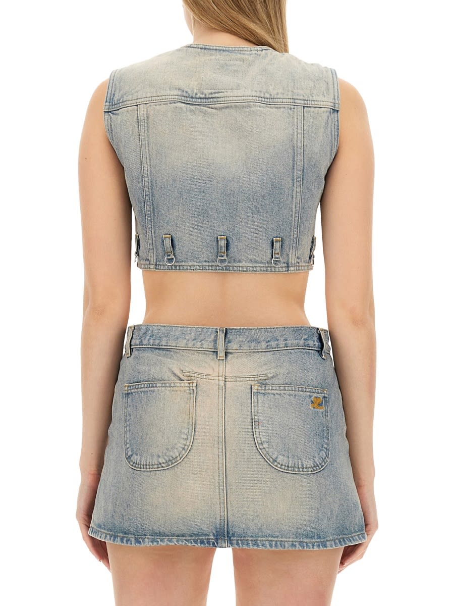 Shop Courrèges Top Cropped In Clear Blue