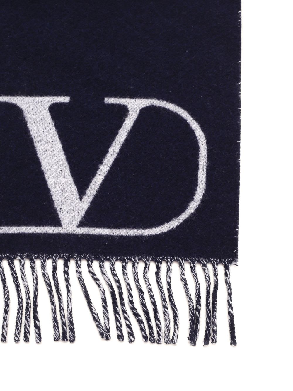 Shop Valentino Vlogo Signature Wool And Cashmere Scarf In Blue