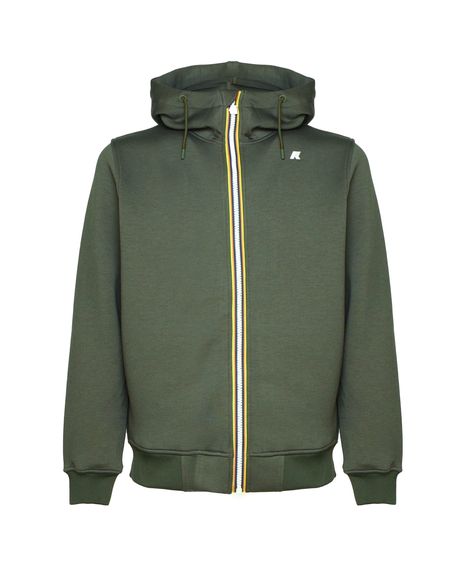 Shop K-way Rainer Spacer Jacket Sweatshirt In Green Blackish