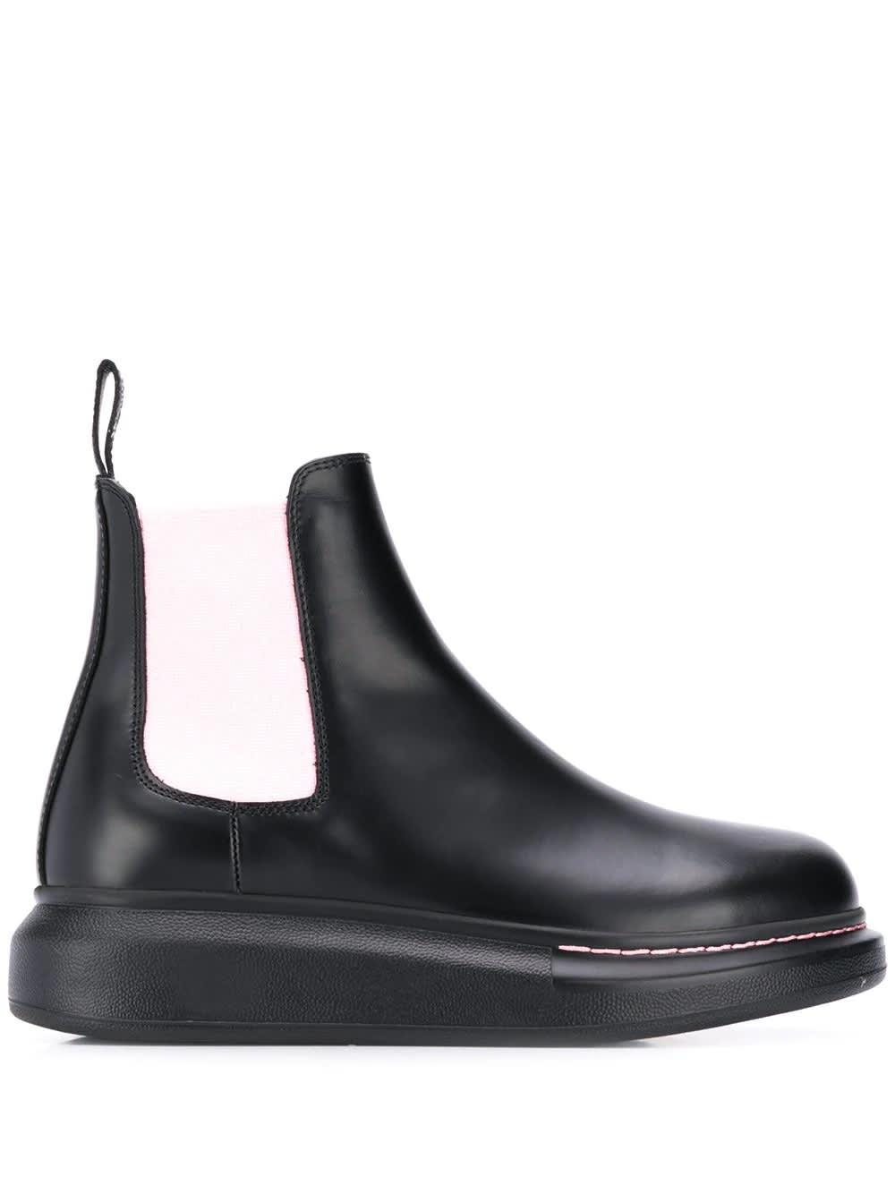 Alexander McQueen Woman Black And Pastel Pink Chelsea Hybrid Ankle Boot