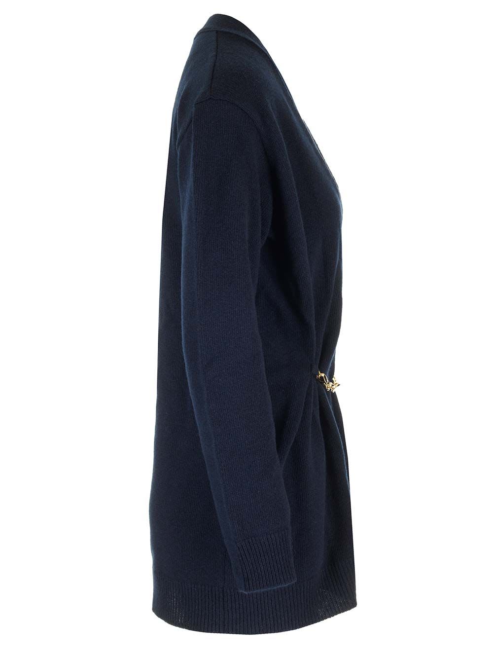 Shop Valentino Embellished Cardigan In Blue