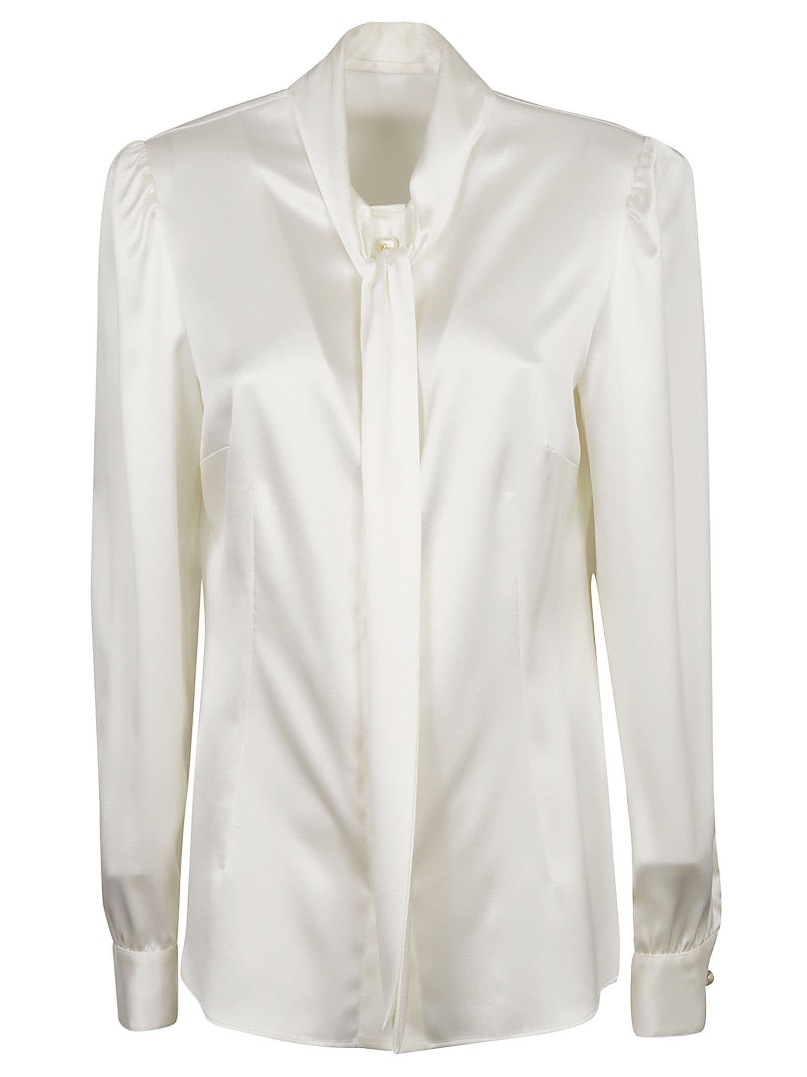 Dolce & Gabbana Tie-neck Plain Shirt