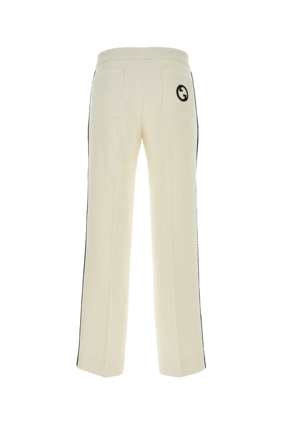 Shop Gucci Ivory Tweed Pant In Almond Flower/mix