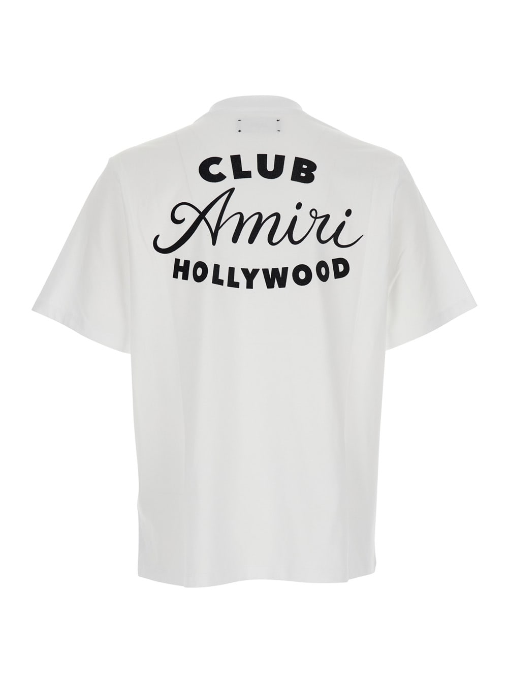 Amiri White Crewneck T-shirt With Logo Lettering On The Front And Maxi Logo Print On The Rear In Cotton Ma In White