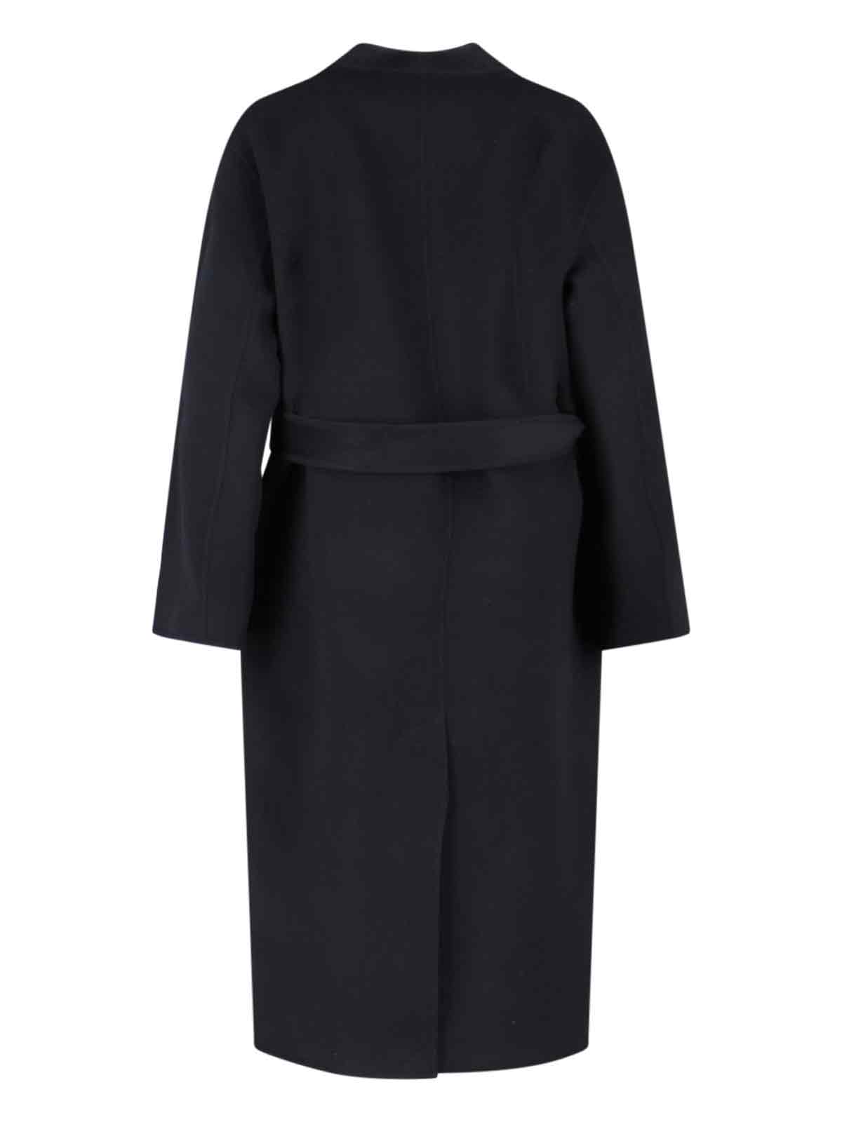 Rohe Black Wool Coat With Shawl Collar In Black