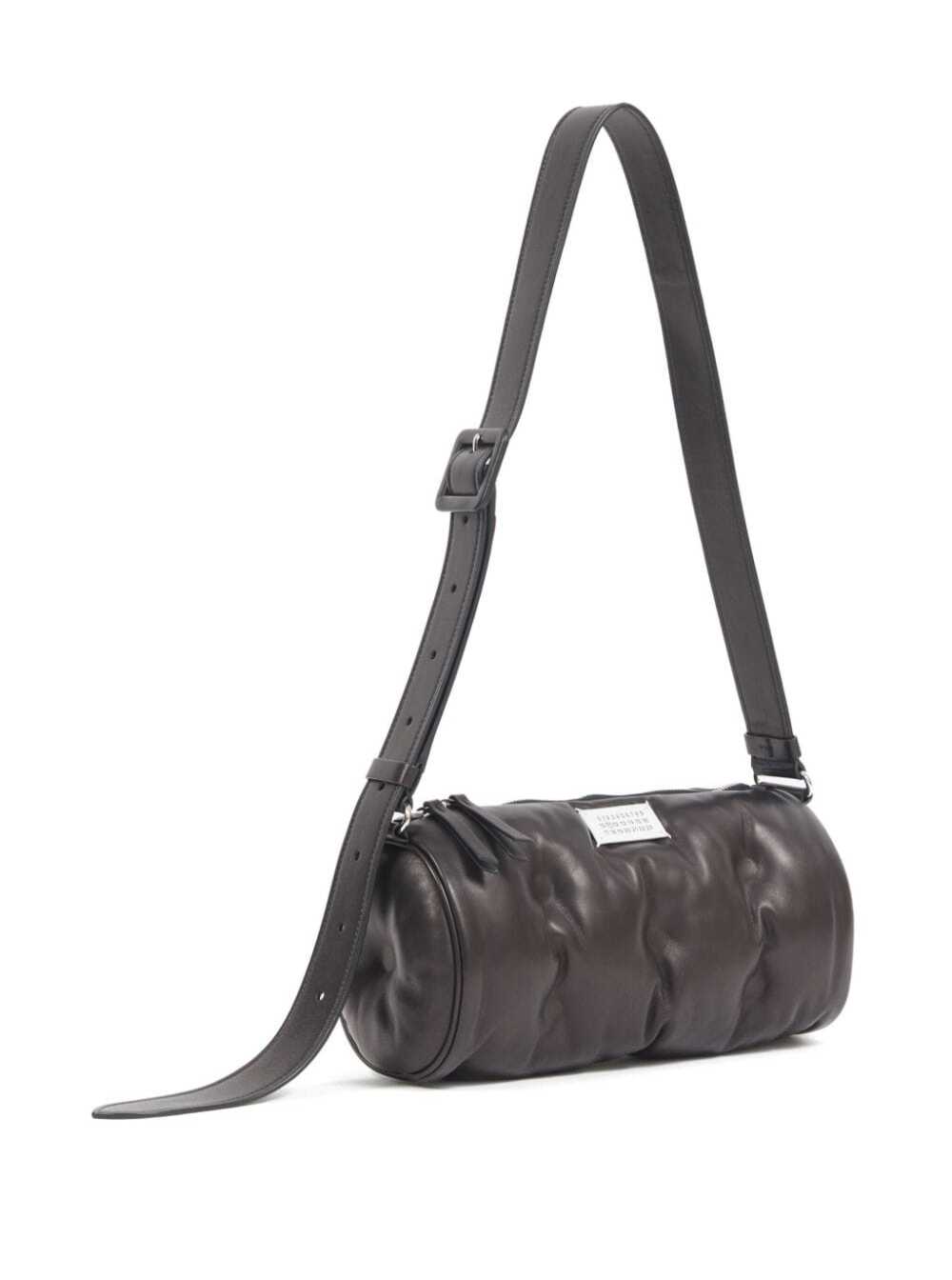 Shop Maison Margiela Glam Slam Black Crossbody Bag With Logo Patch In Padded Leather Woman