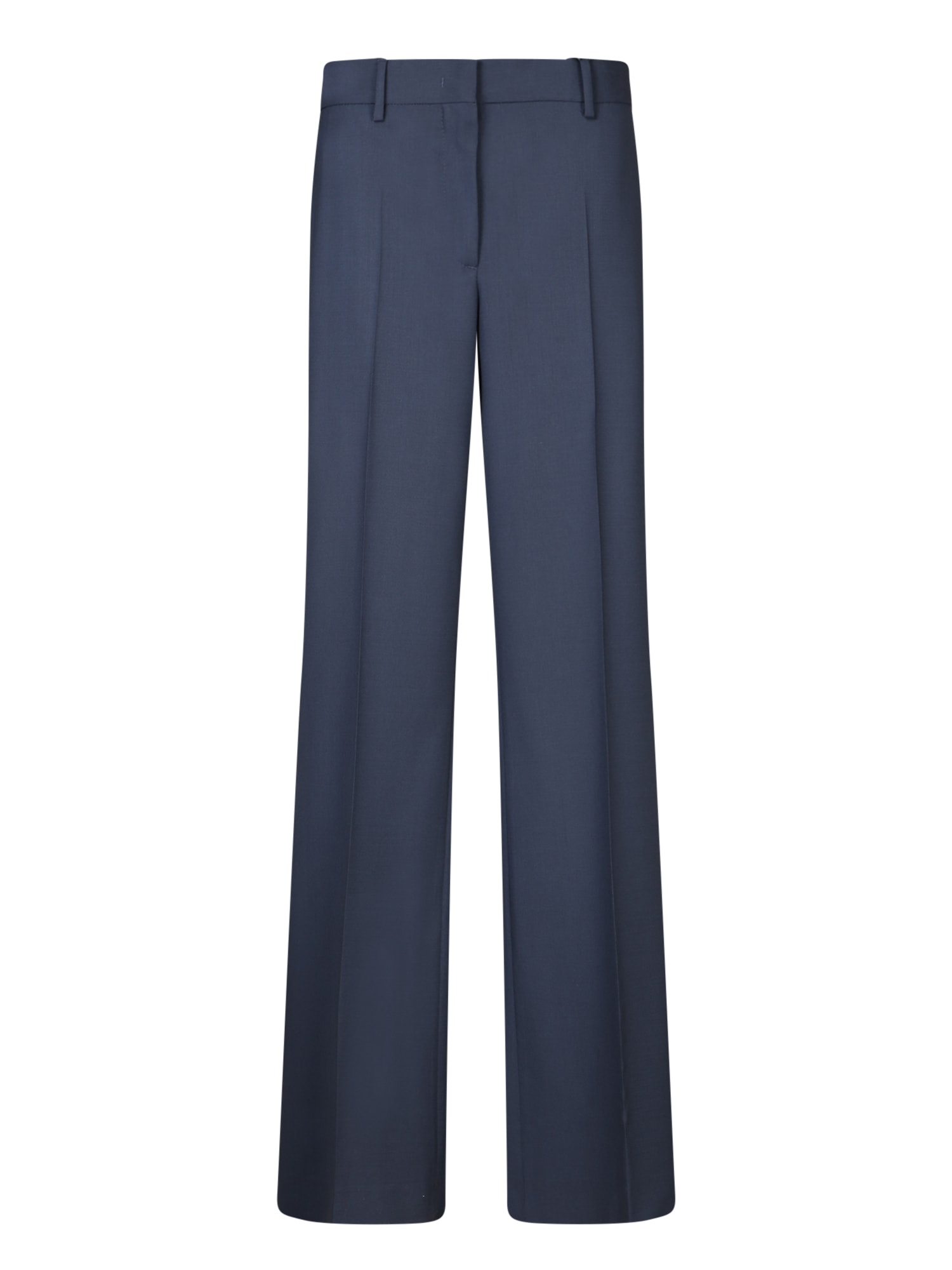 Shop Msgm Blue Wool Straight-leg Trousers