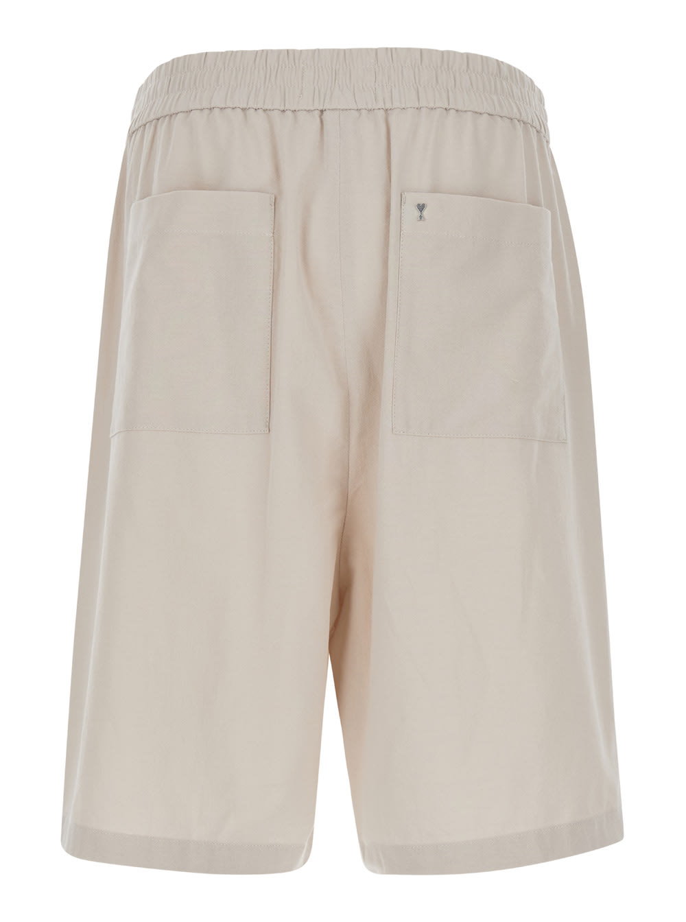 Shop Ami Alexandre Mattiussi Beige Elastic Bermuda Shorts In Cotton Man